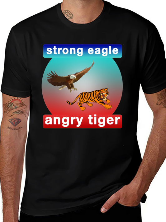 Strong Eagle Angry Tiger Graphic Tee