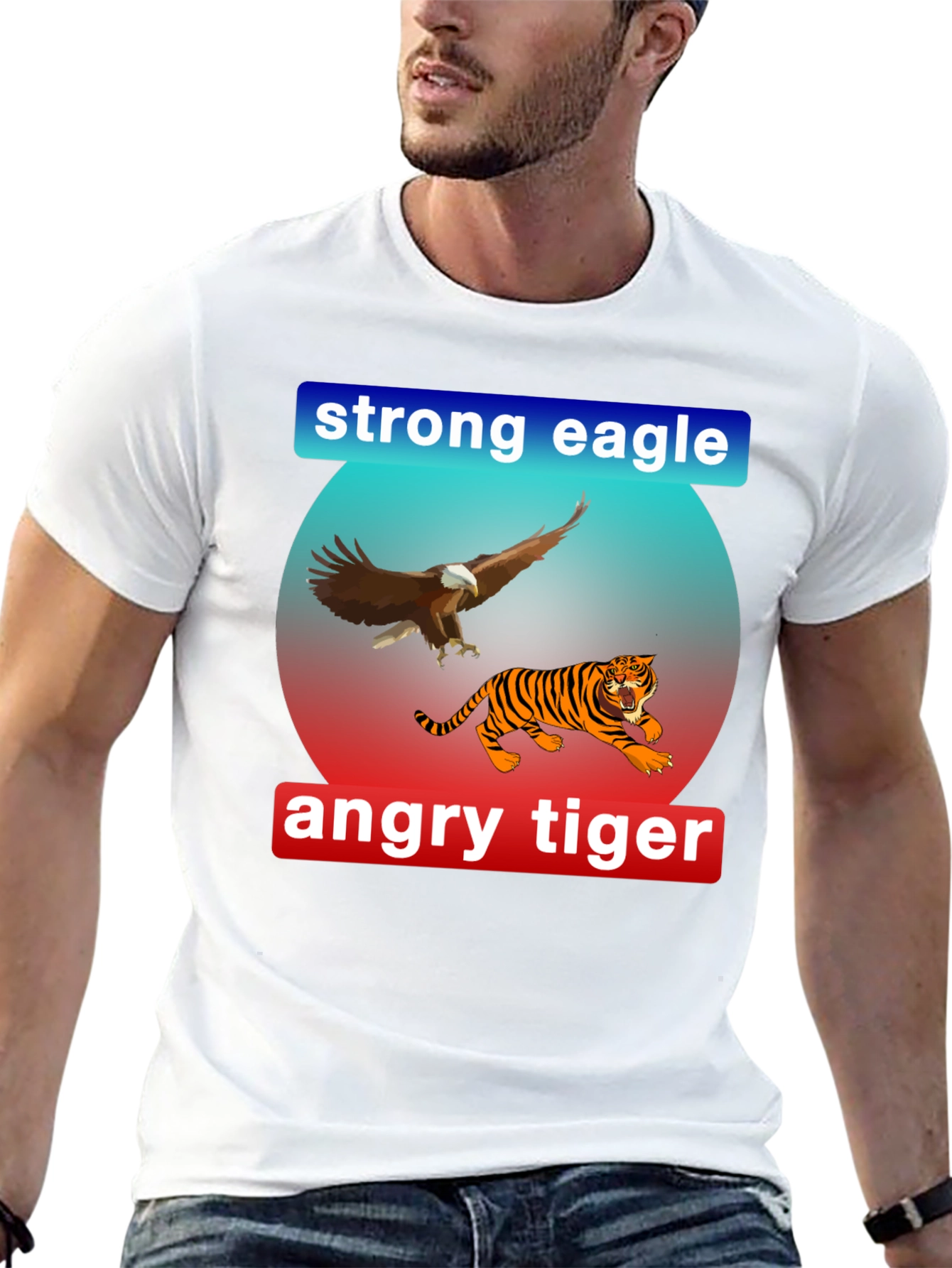 Strong Eagle Angry Tiger Graphic Tee