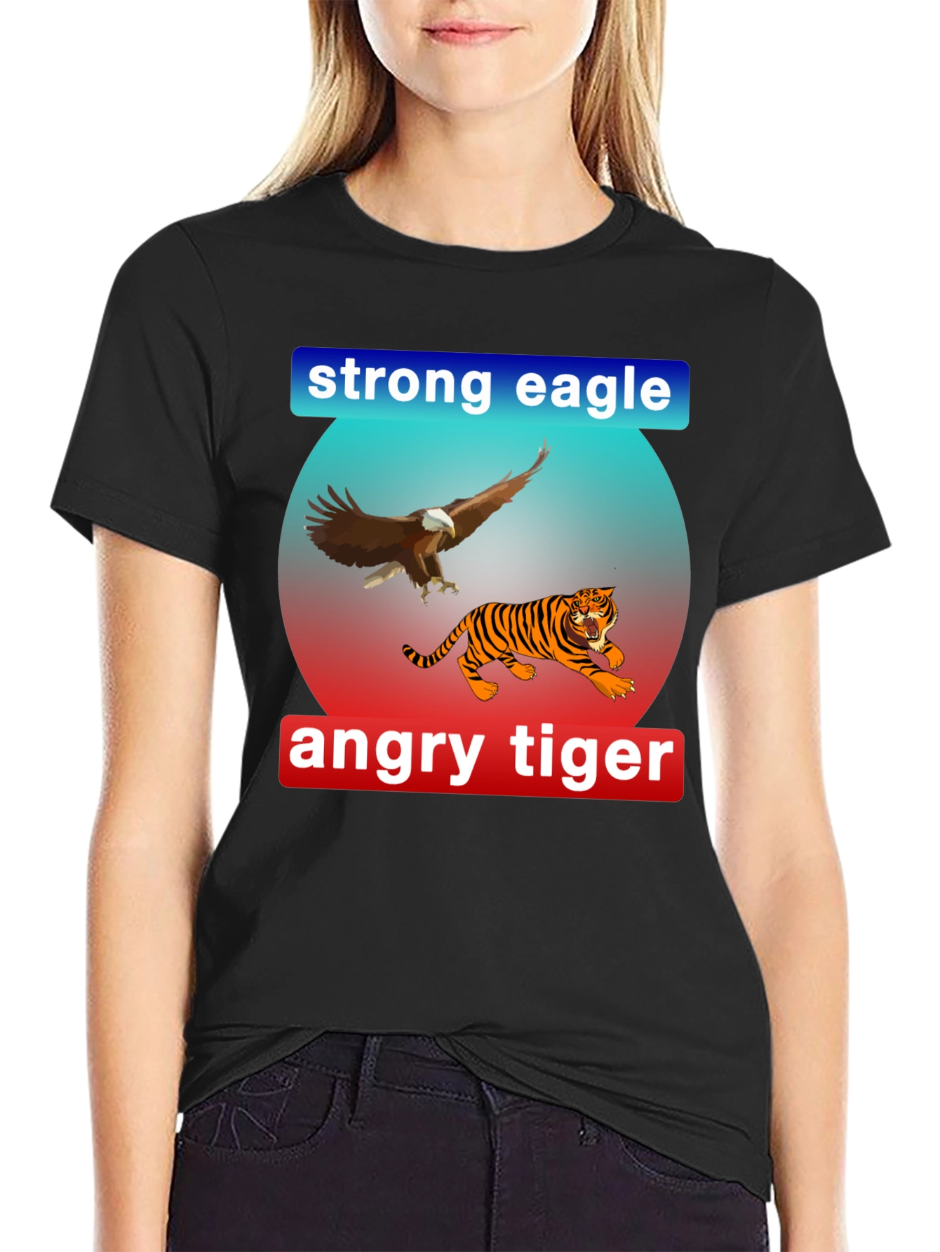 Strong Eagle Angry Tiger Graphic Tee