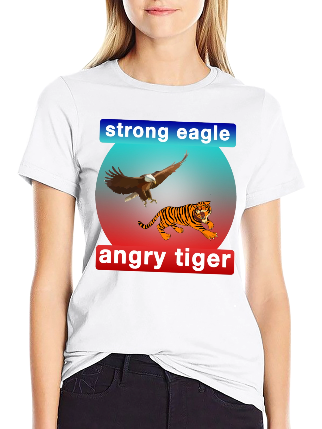 Strong Eagle Angry Tiger Graphic Tee