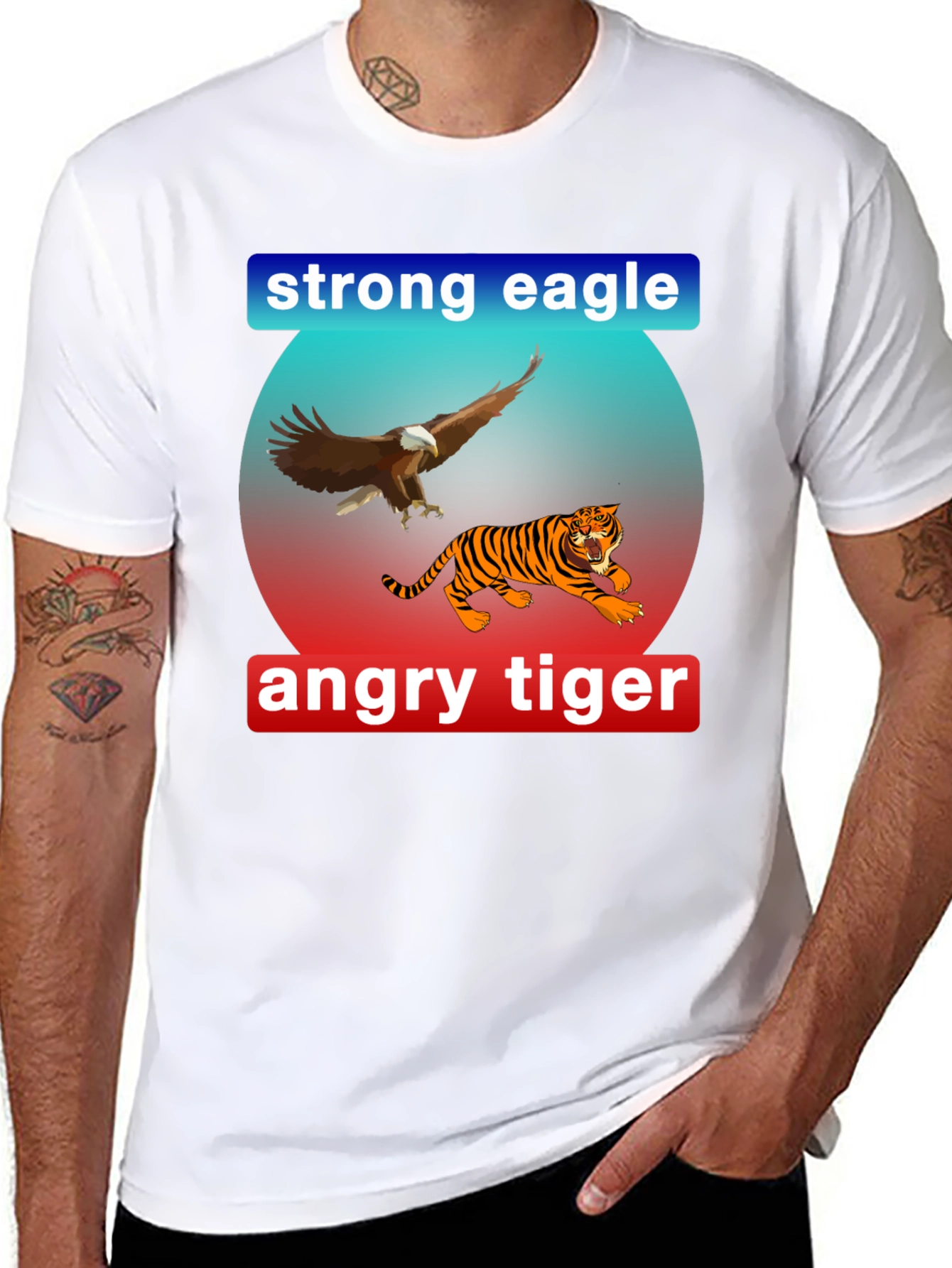 Strong Eagle Angry Tiger Graphic Tee