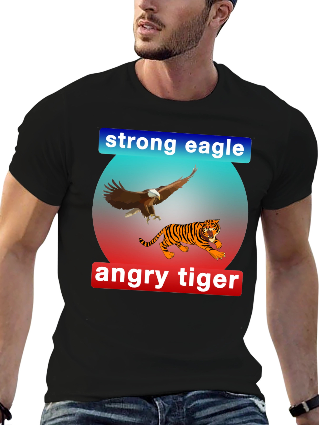Strong Eagle Angry Tiger Graphic Tee