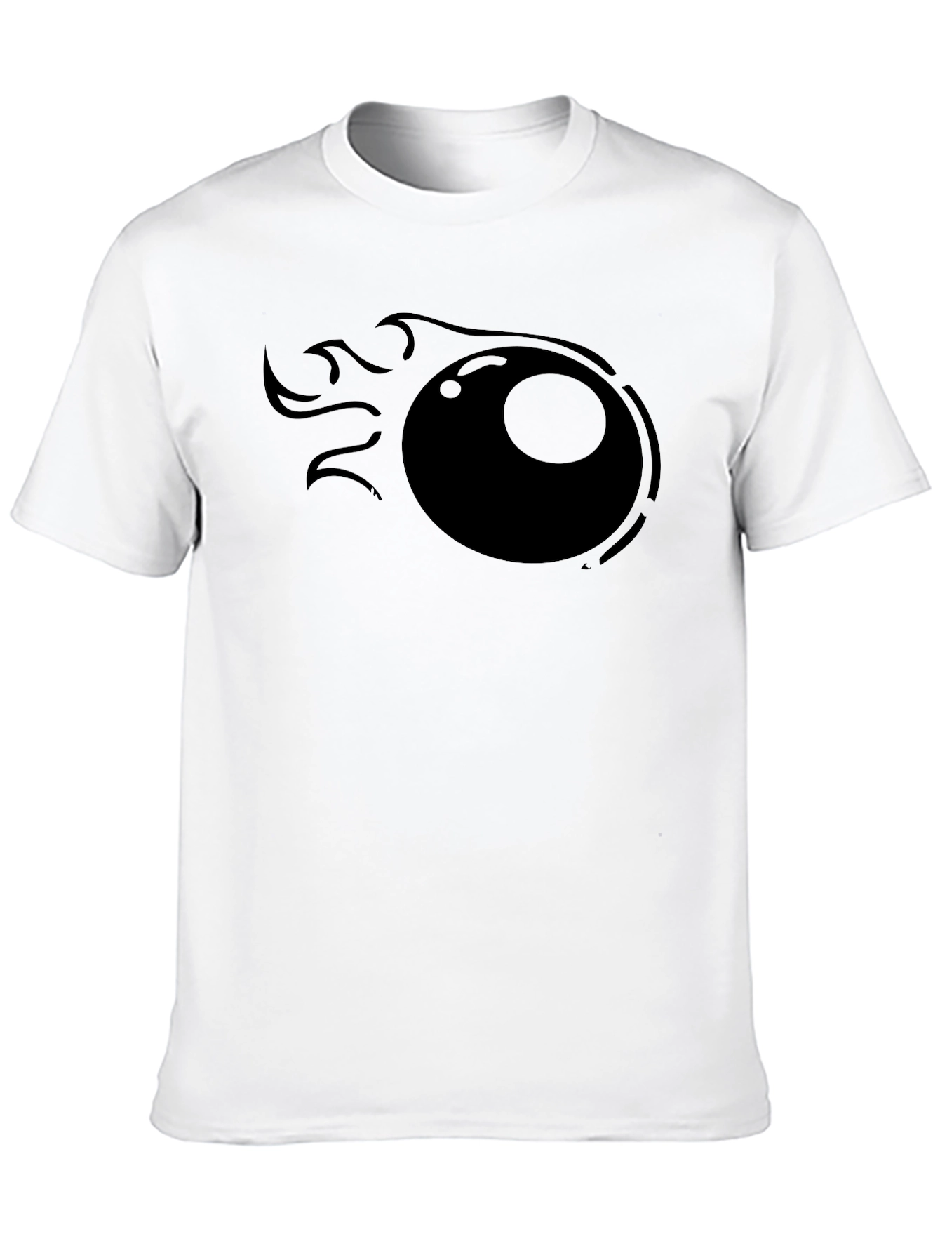 Mens Black T-Shirt with Flaming Eyeball Graphic