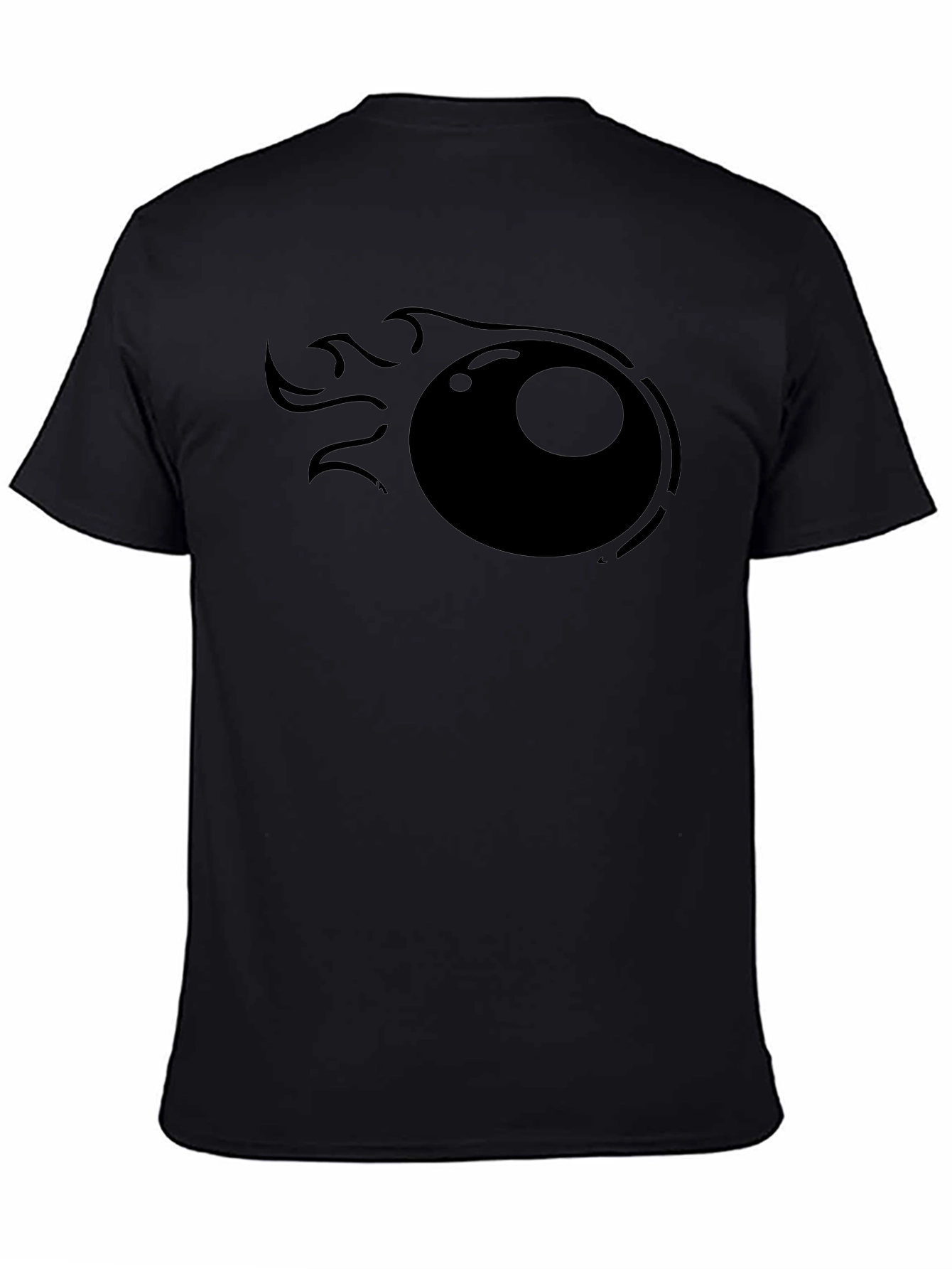 Mens Black T-Shirt with Flaming Eyeball Graphic