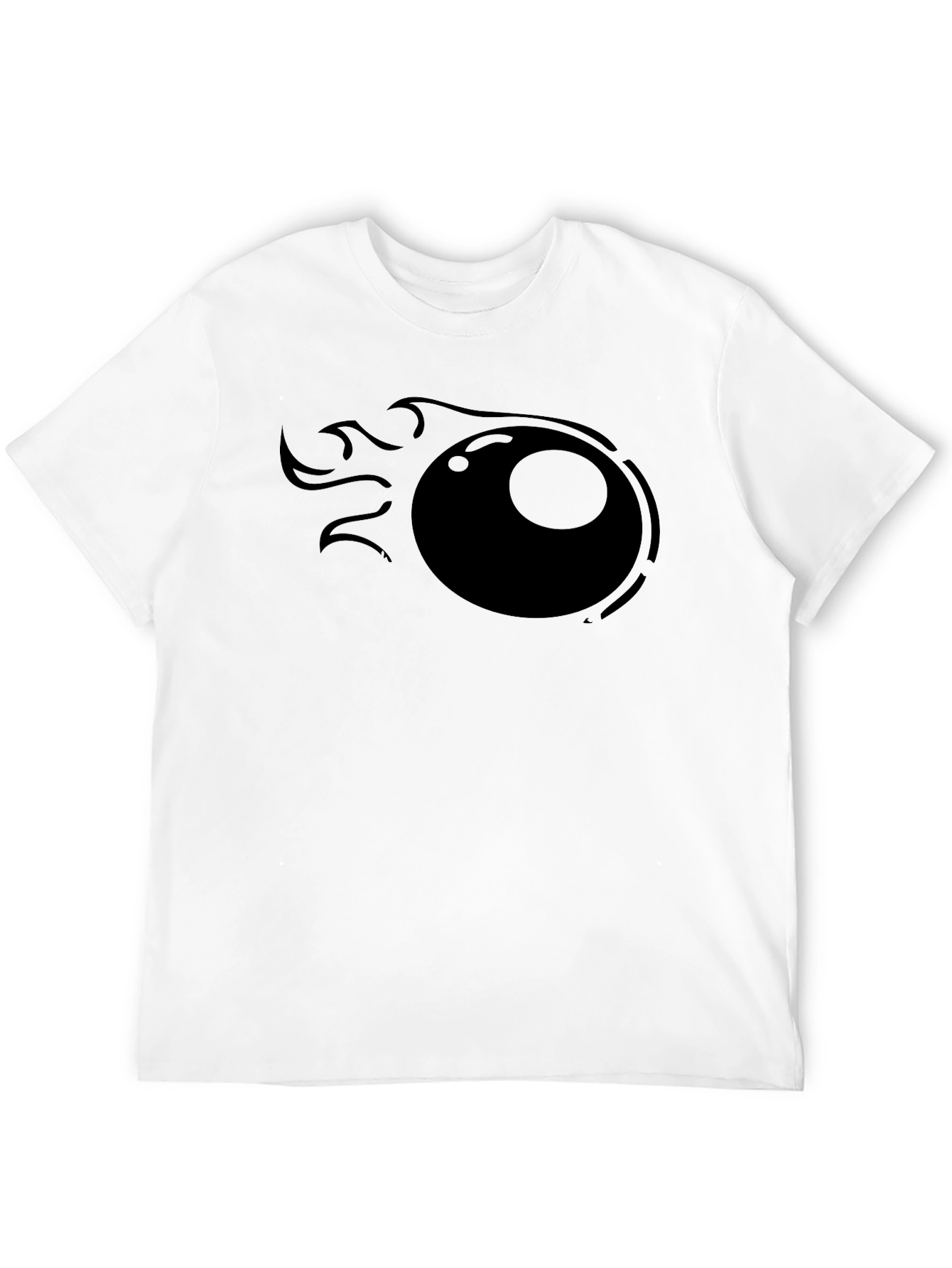 Mens Black T-Shirt with Flaming Eyeball Graphic