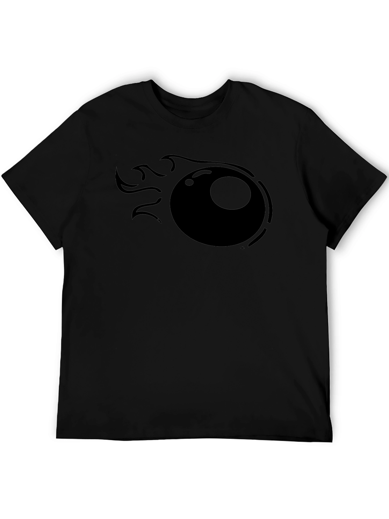 Mens Black T-Shirt with Flaming Eyeball Graphic