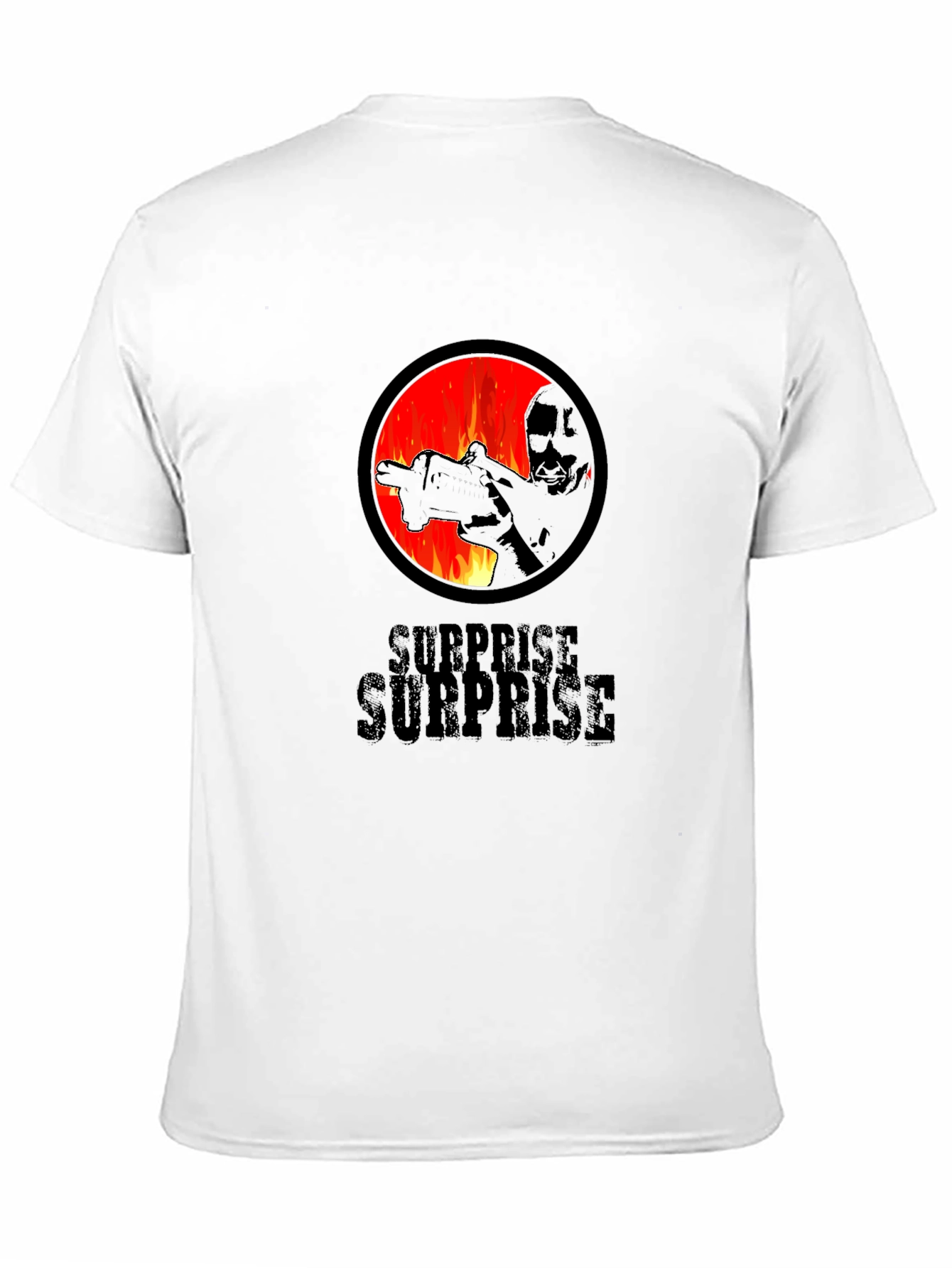 Surprise Graphic Tee - Black Cotton Crew Neck