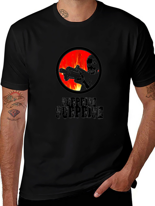 Surprise Graphic Tee - Black Cotton Crew Neck
