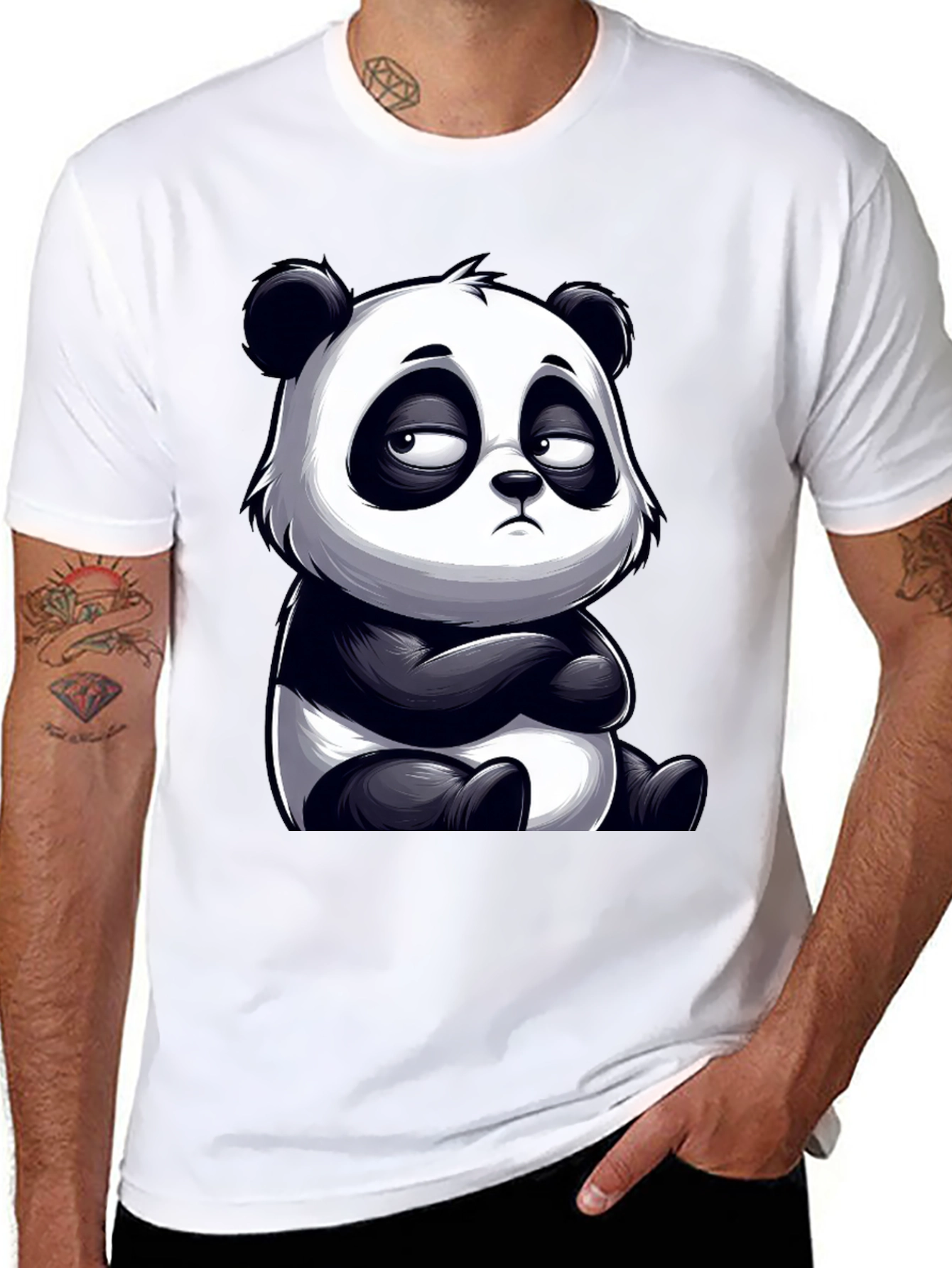 Grumpy Panda Graphic Tee - Unisex Black T-Shirt