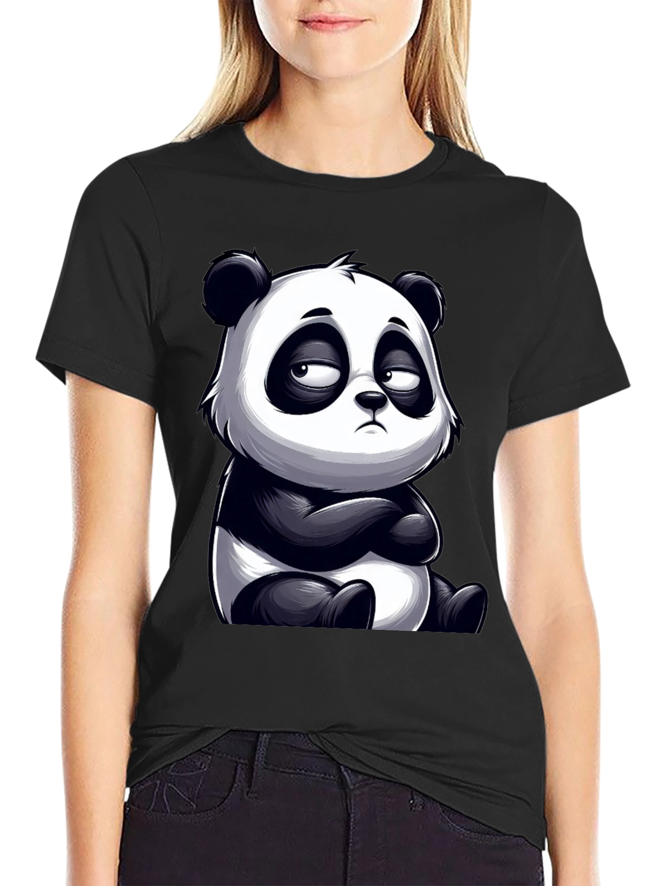 Grumpy Panda Graphic Tee - Unisex Black T-Shirt