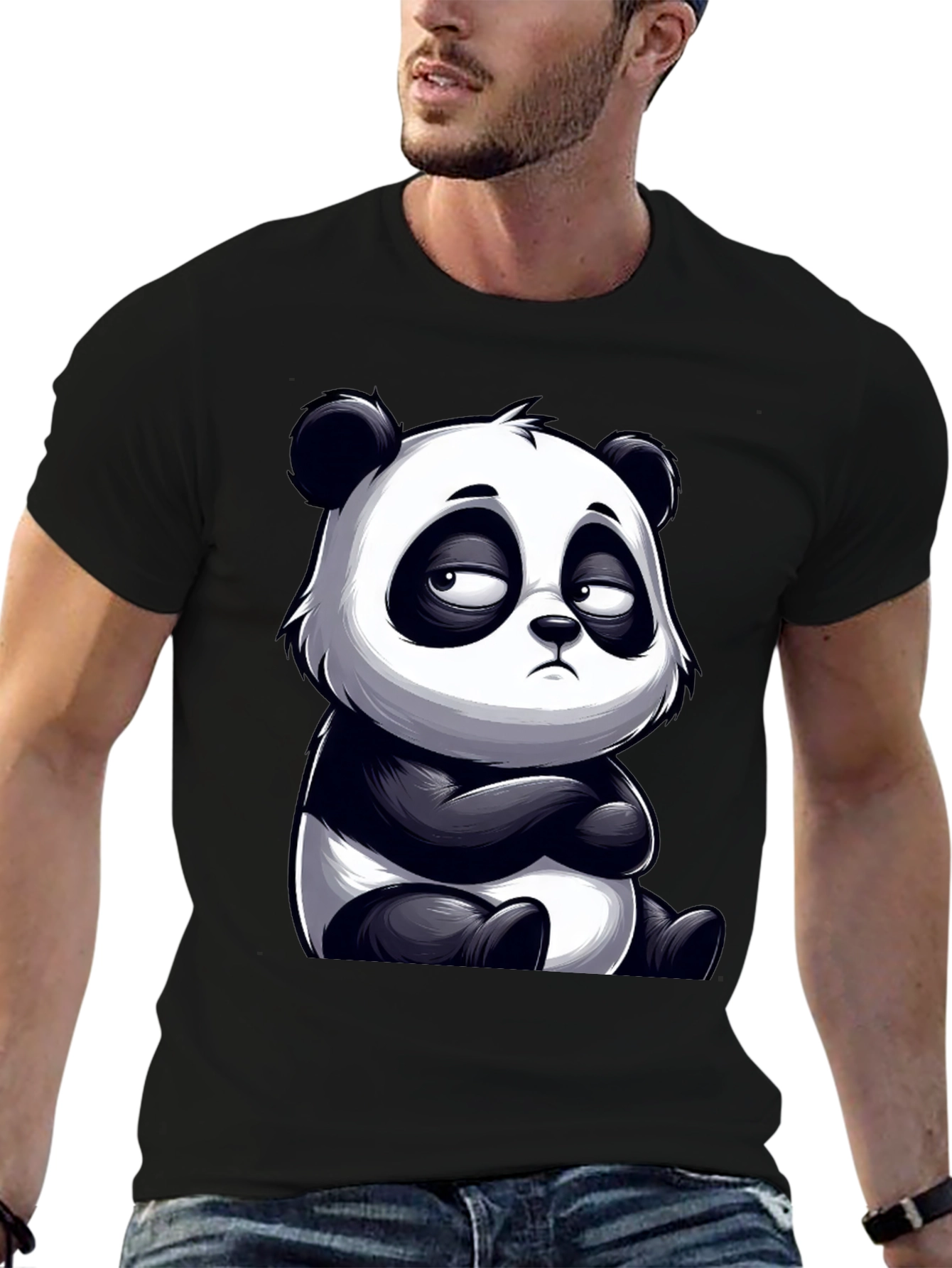 Grumpy Panda Graphic Tee - Unisex Black T-Shirt