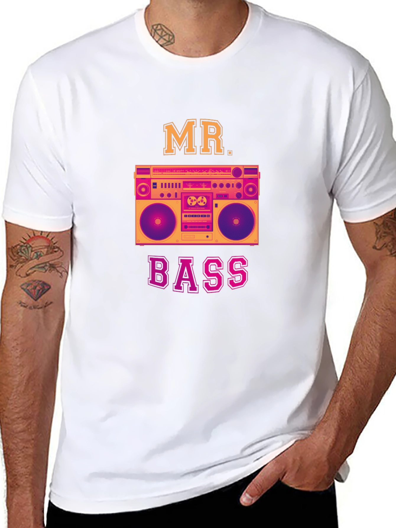 Retro Mr. Bass Boombox Graphic T-Shirt