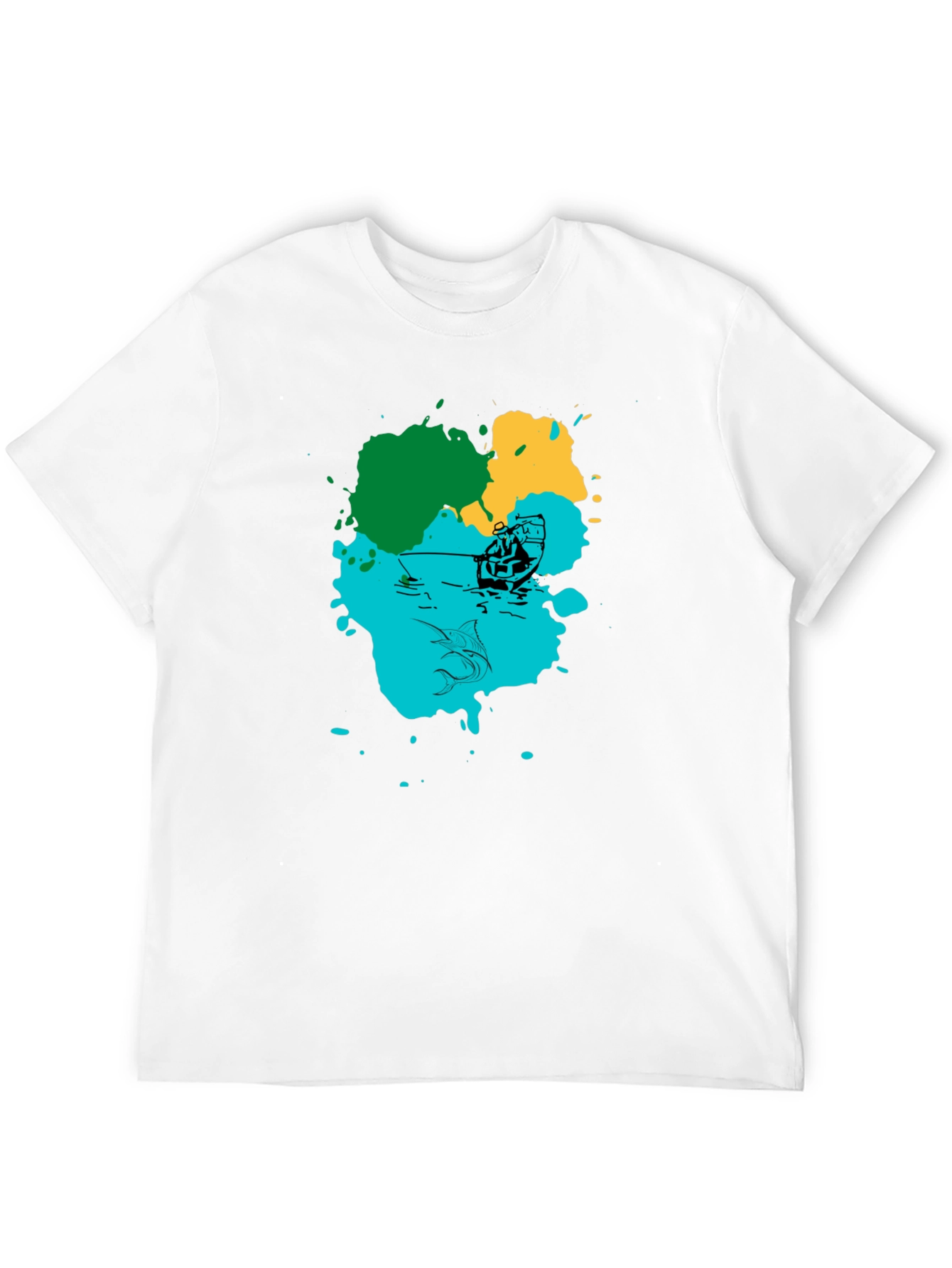 Fishing Graphic Print Black T-Shirt