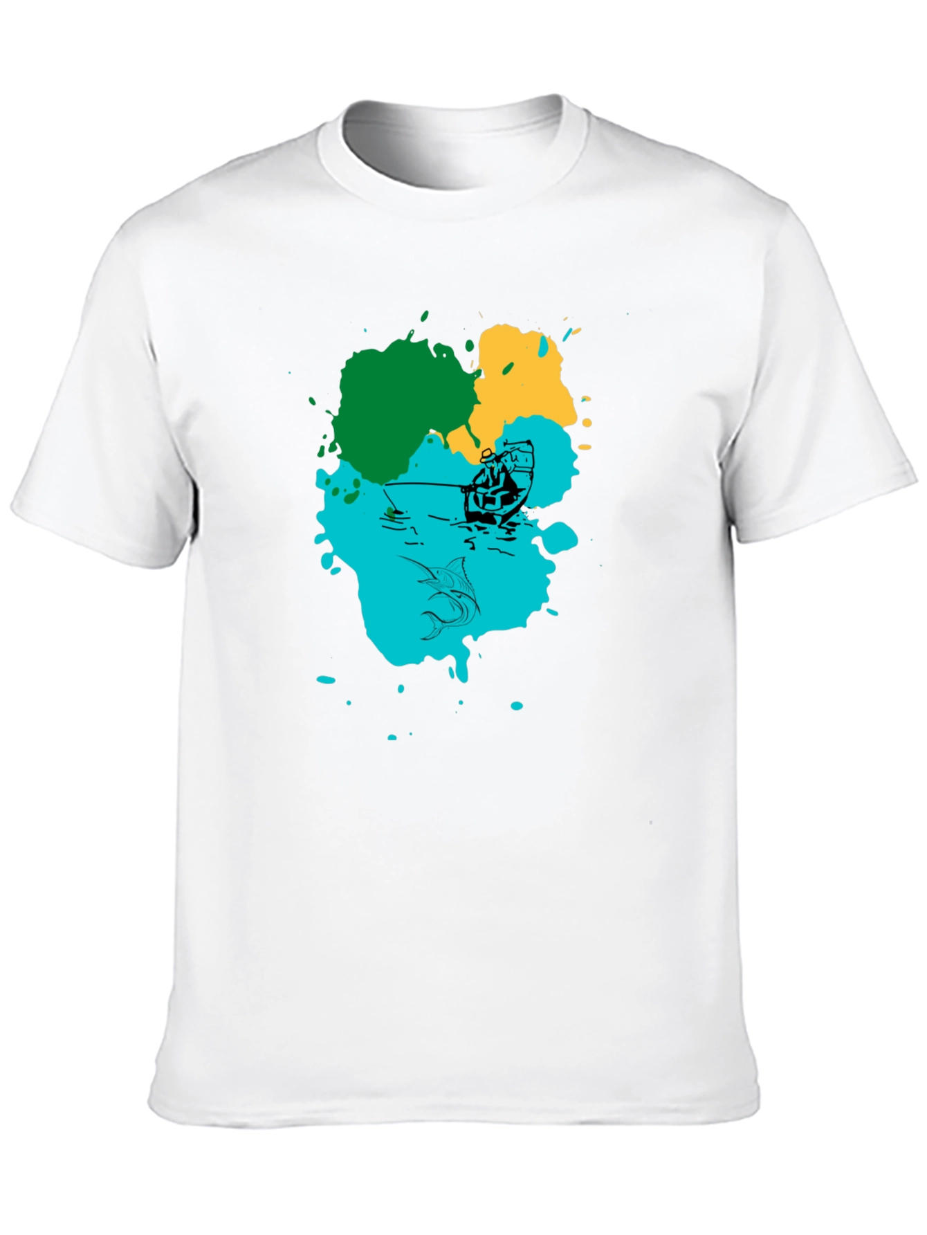 Fishing Graphic Print Black T-Shirt