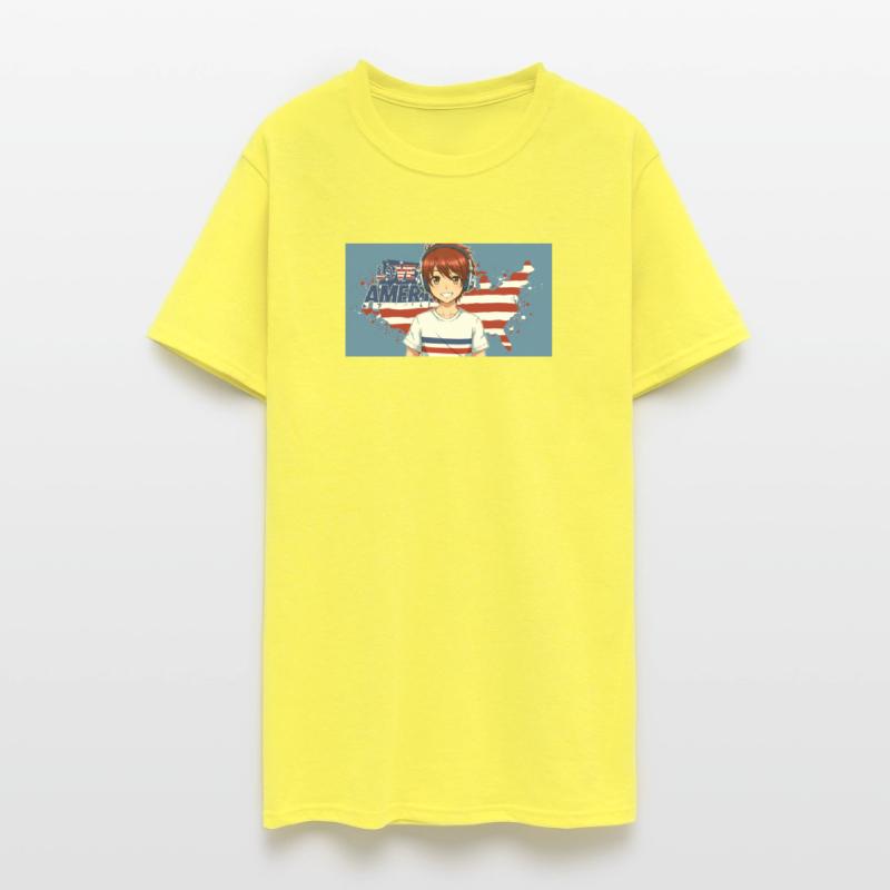 Anime Boy with American Flag Colors and Headphones