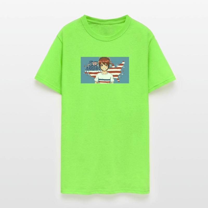 Anime Boy with American Flag Colors and Headphones