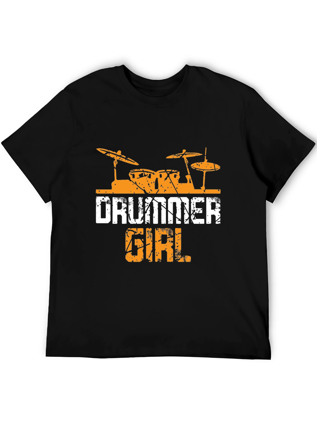 Drummer Girl Black Cotton Tee - Music Lover Shirt