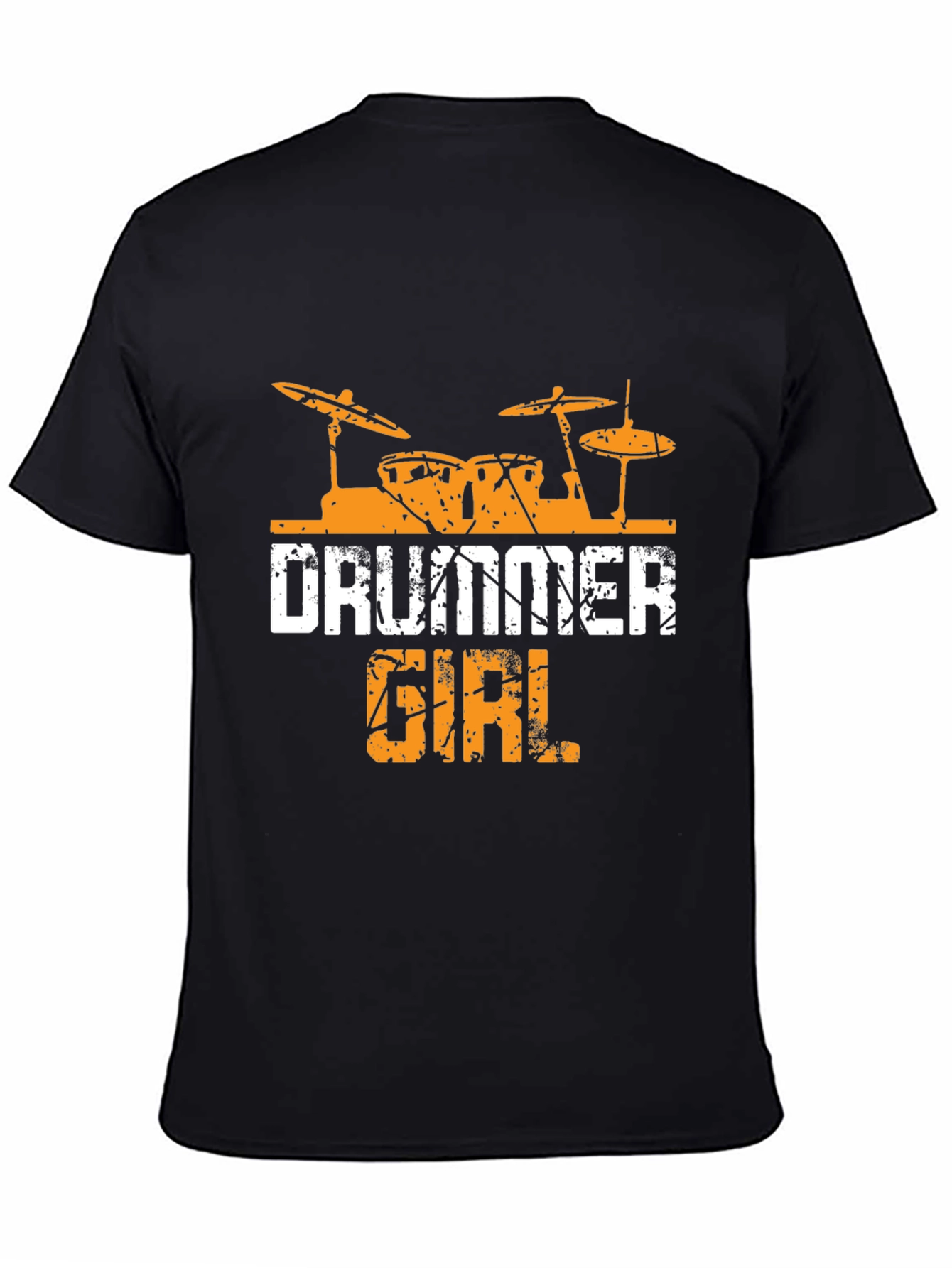 Drummer Girl Black Cotton Tee - Music Lover Shirt