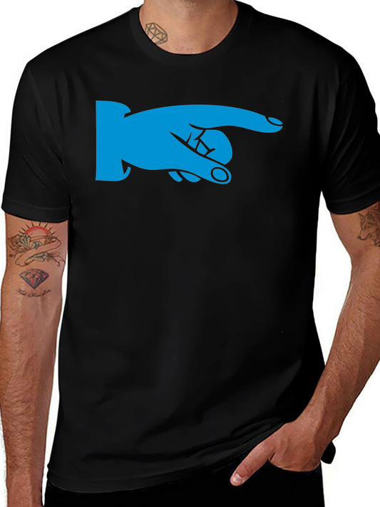Pointing Finger Graphic Tee - Black Cotton Shirt