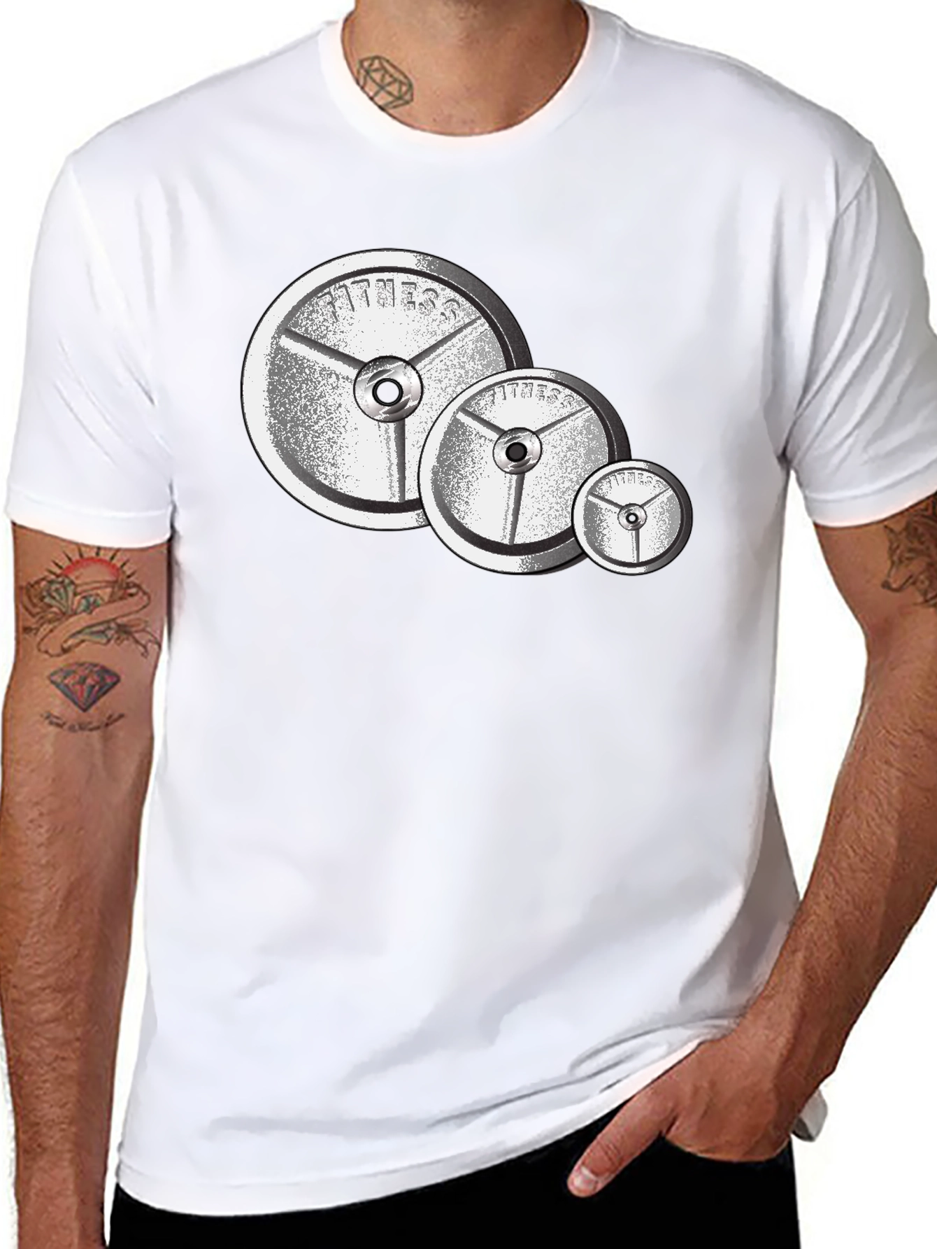 Fitness Plate Graphic T-Shirt - Black