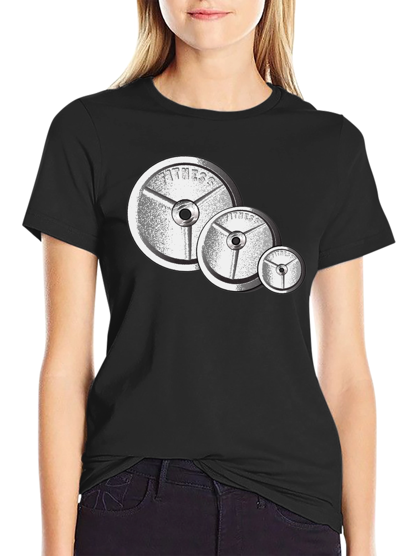 Fitness Plate Graphic T-Shirt - Black