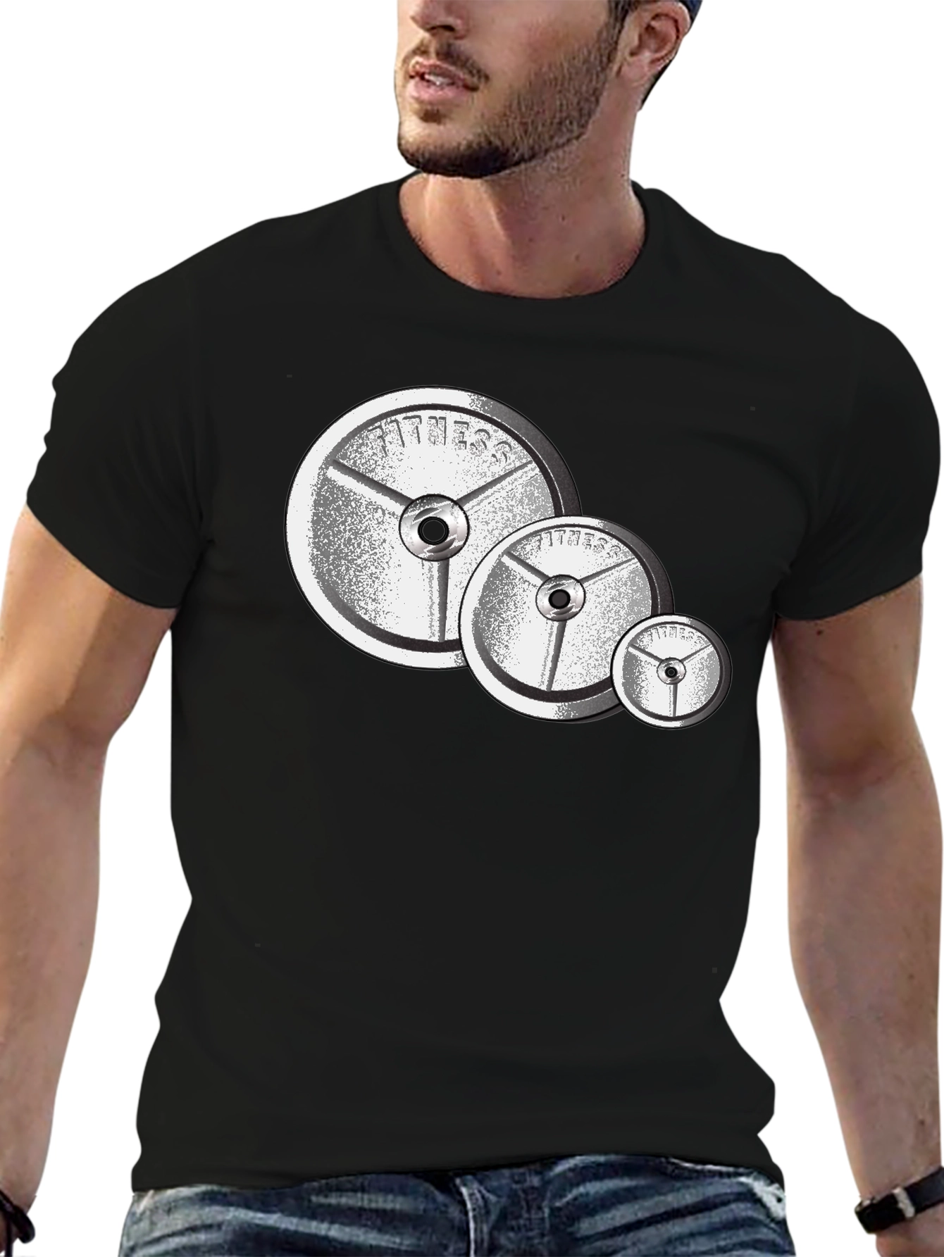 Fitness Plate Graphic T-Shirt - Black