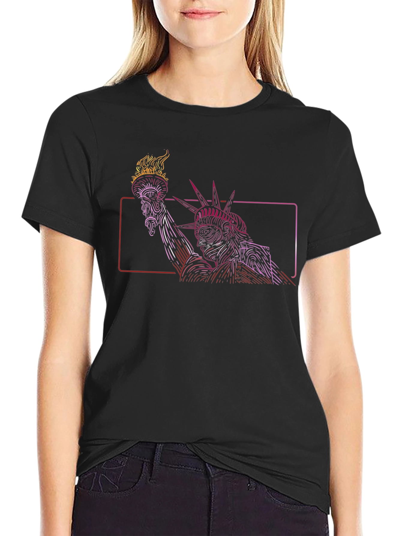 Statue of Liberty Graphic Tee - Mens Black T-Shirt