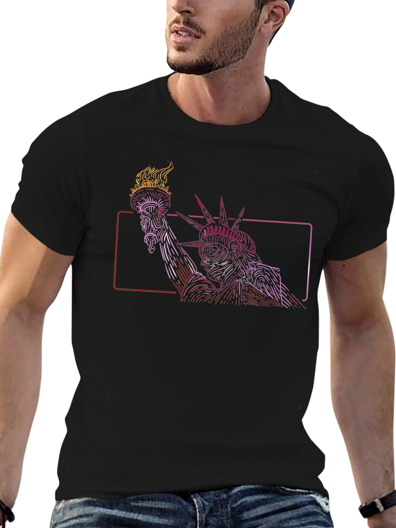 Statue of Liberty Graphic Tee - Mens Black T-Shirt