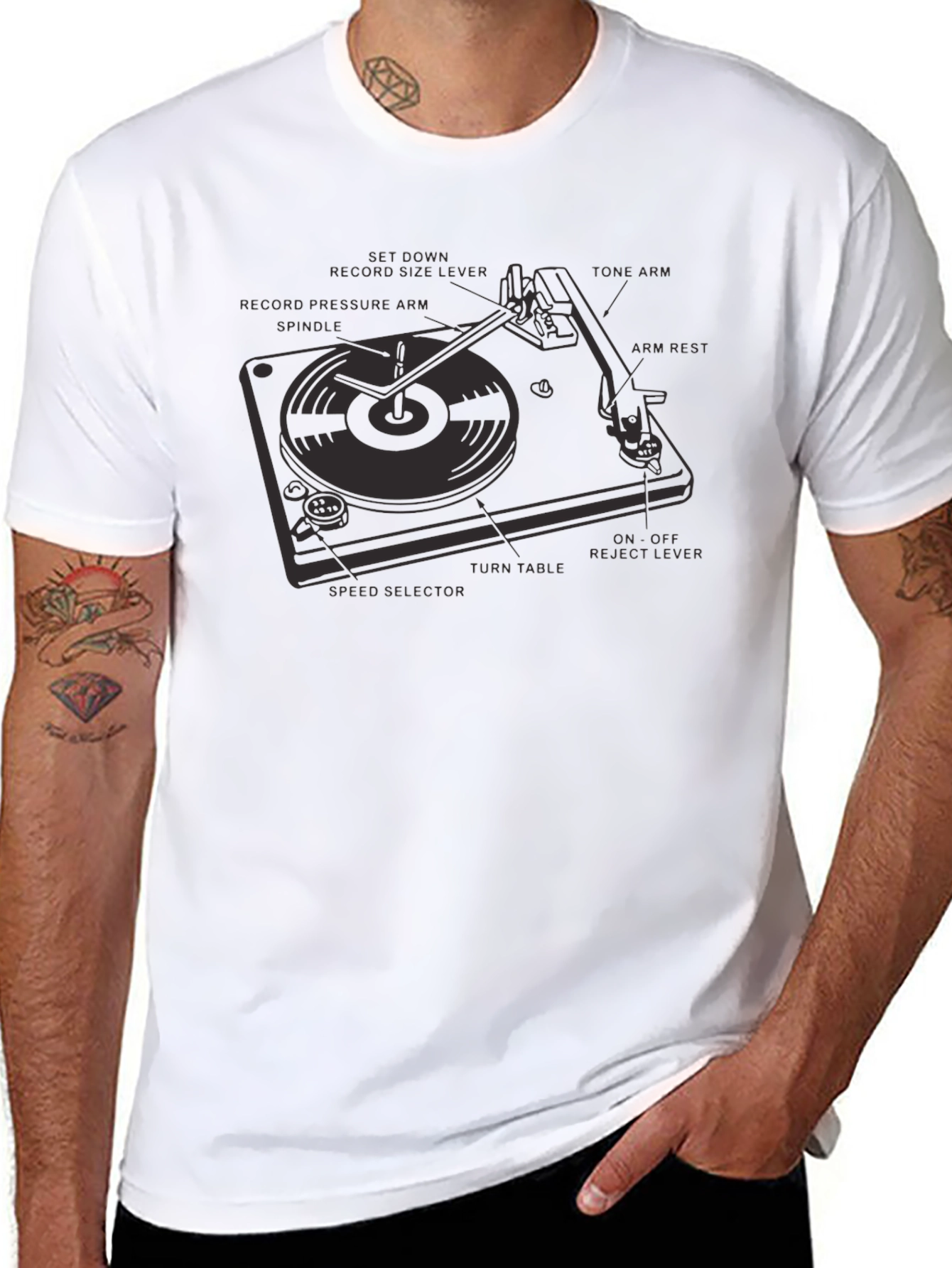 Turntable Anatomy Black T-Shirt