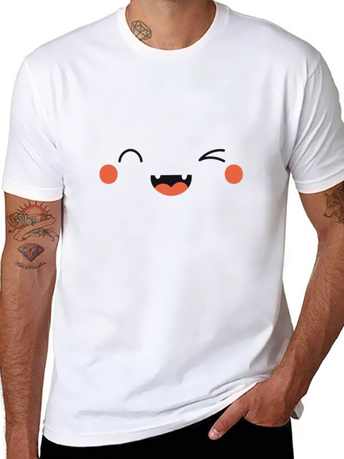 Funny Face Graphic Tee - Black Cotton T-Shirt