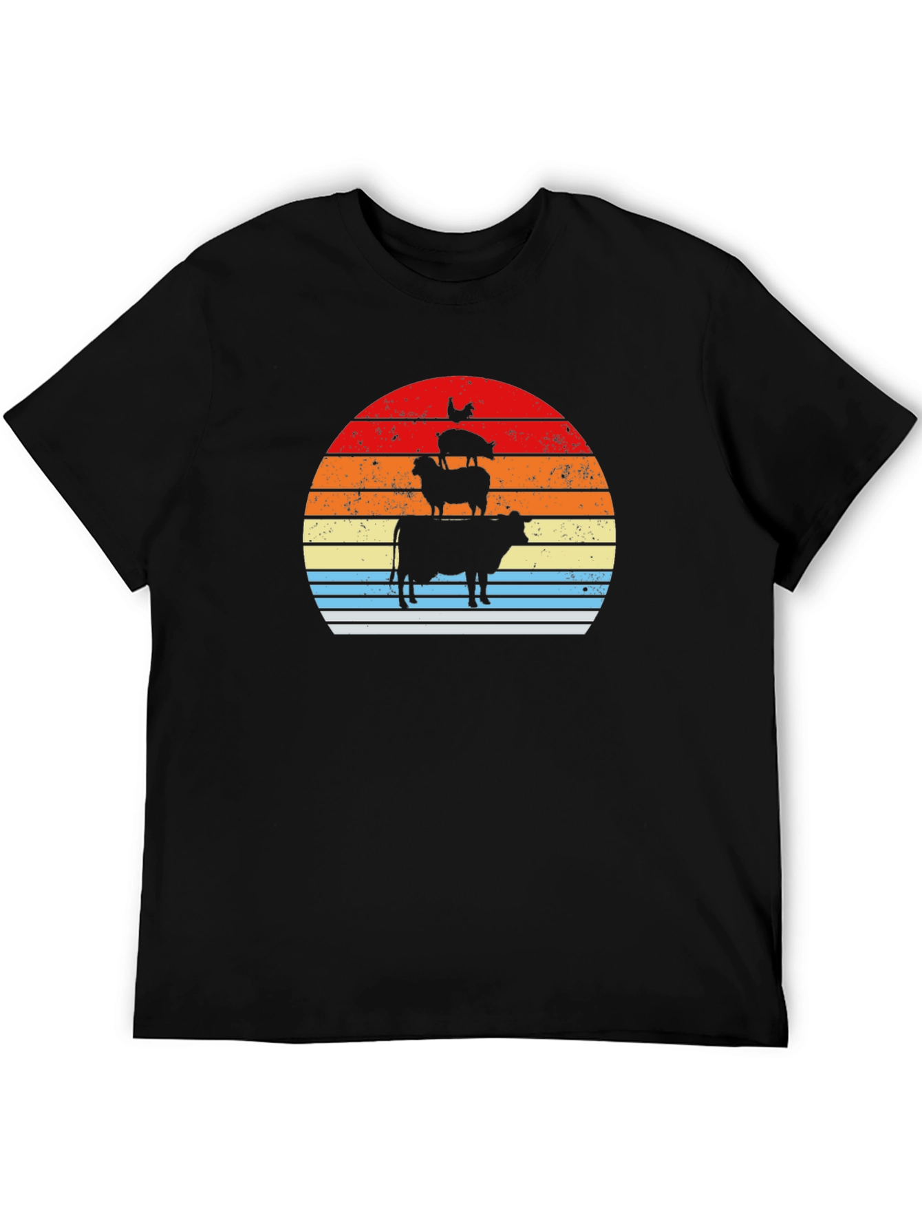 Stacked Farm Animals Sunset Graphic Tee