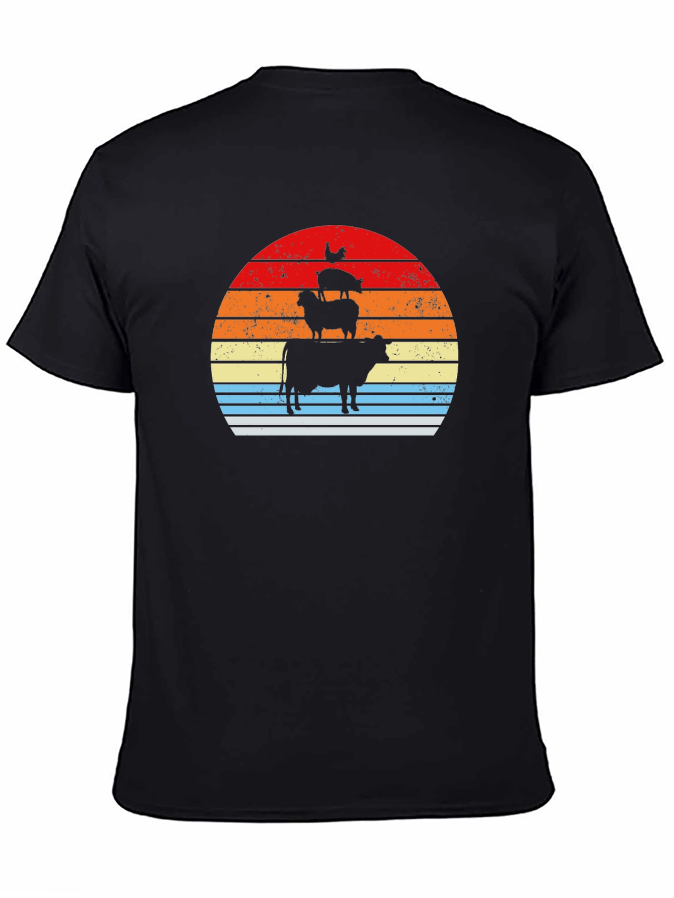 Stacked Farm Animals Sunset Graphic Tee