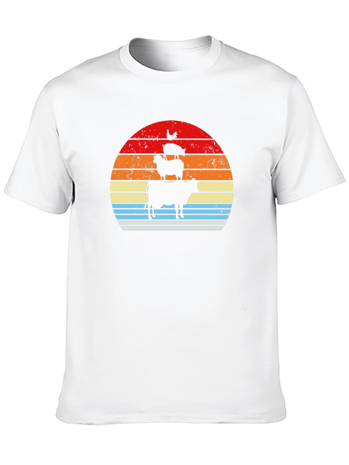 Stacked Farm Animals Sunset Graphic Tee