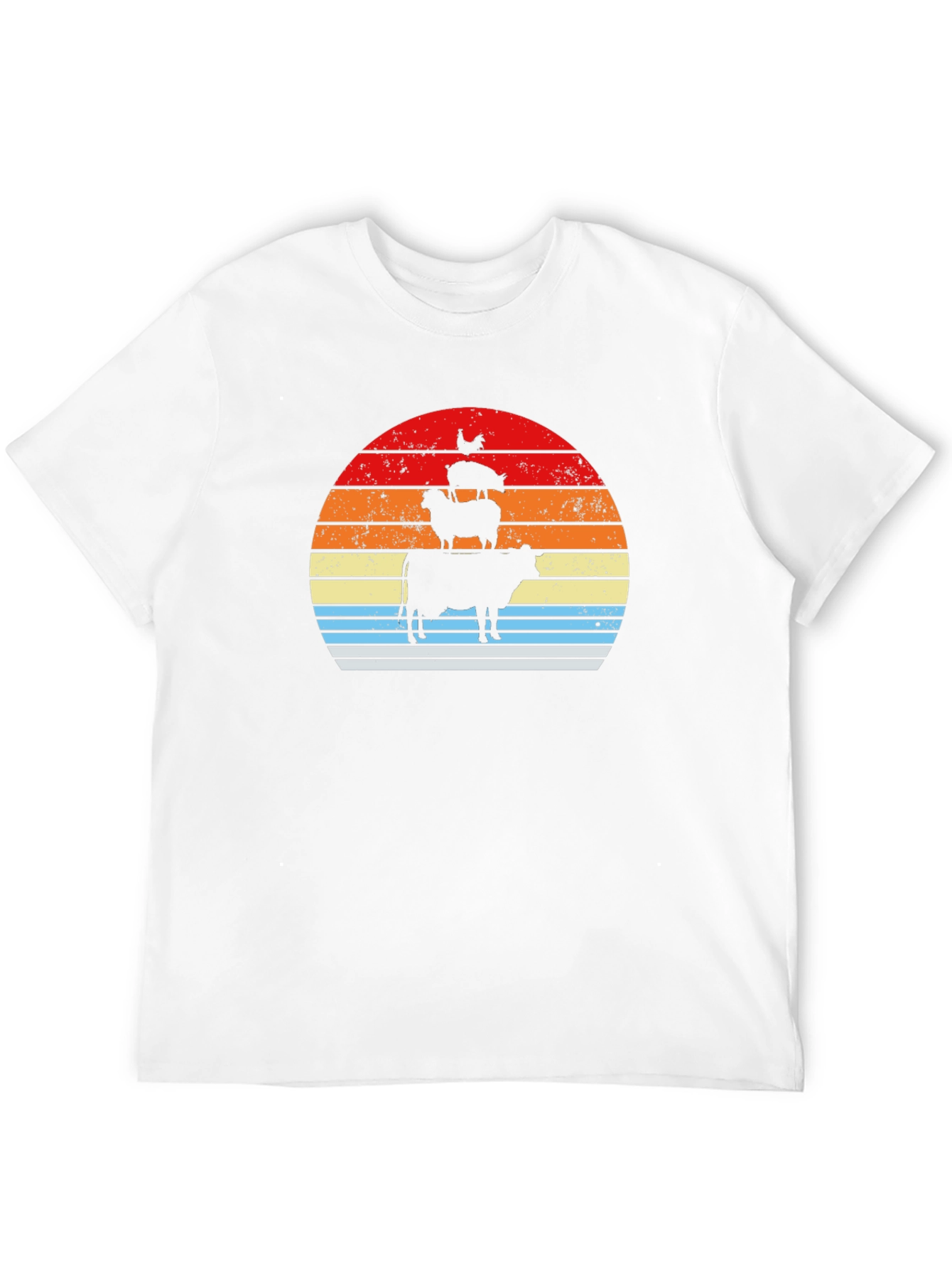 Stacked Farm Animals Sunset Graphic Tee
