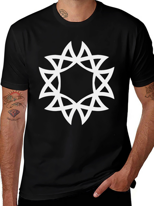 Geometric Starburst Graphic Tee - Black