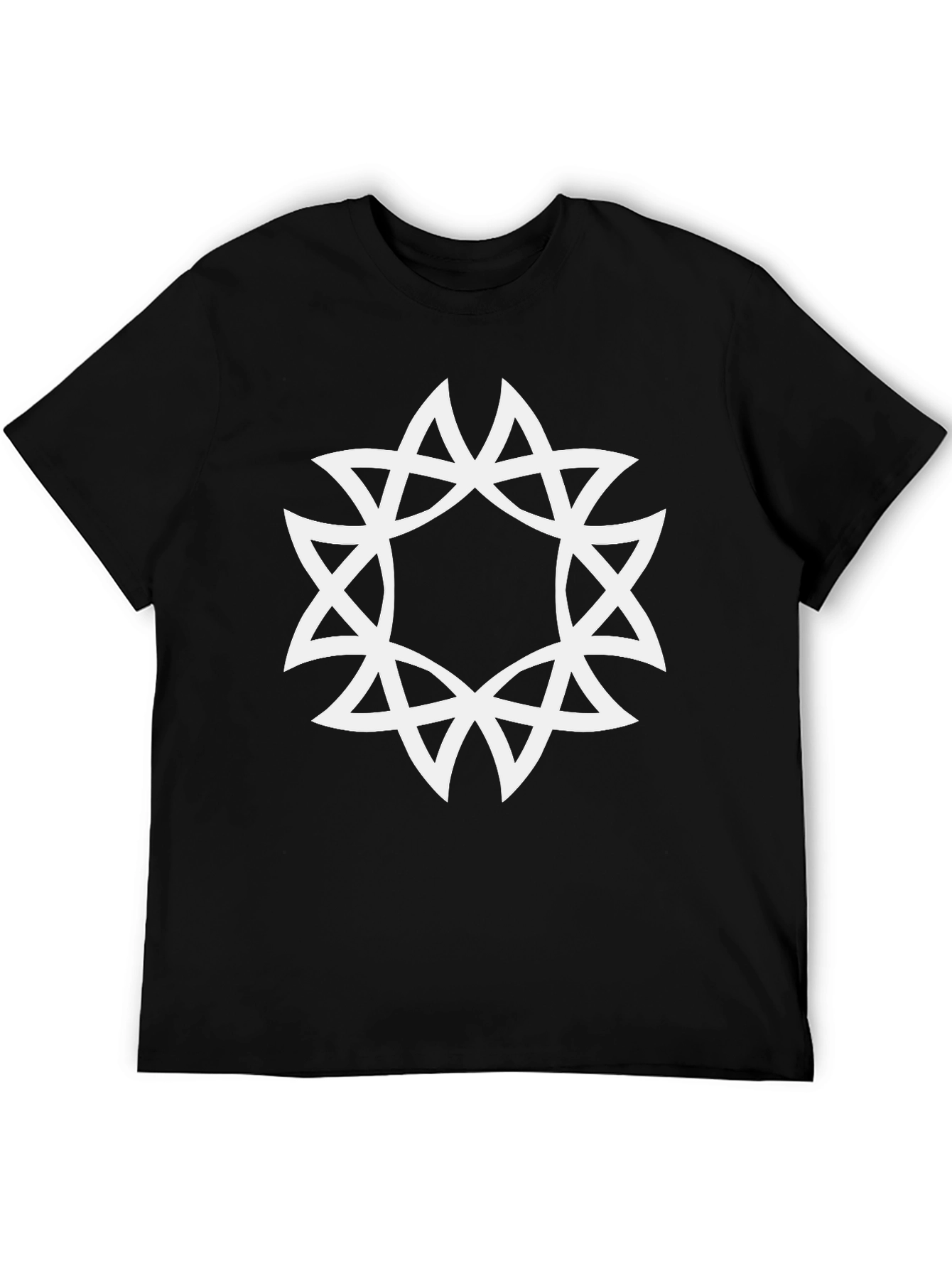 Geometric Starburst Graphic Tee - Black