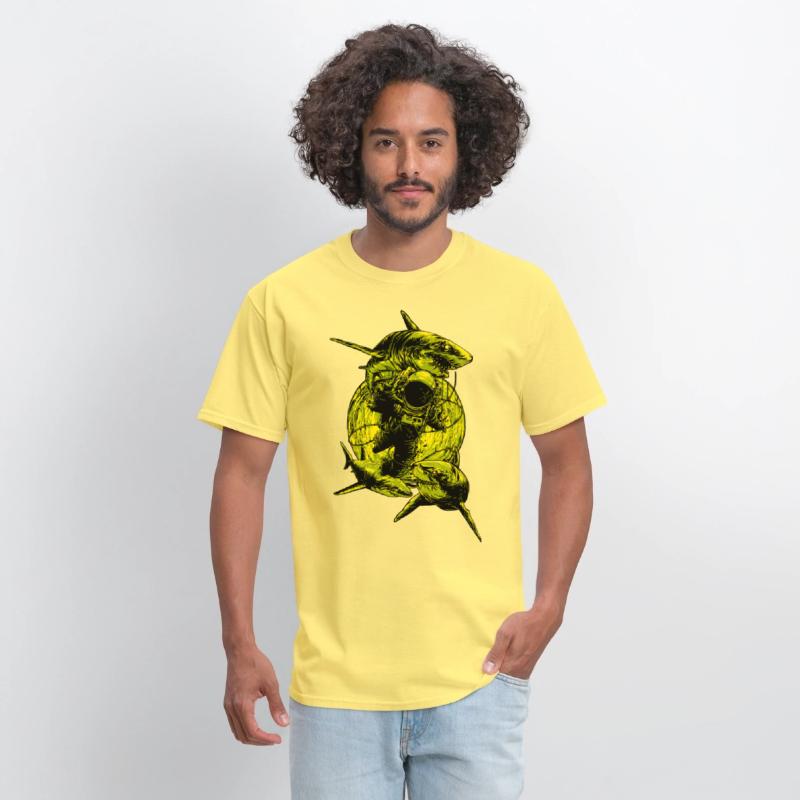 Astronaut Outer Space Deep Sea Diver Sharks Attack