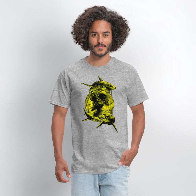 Astronaut Outer Space Deep Sea Diver Sharks Attack