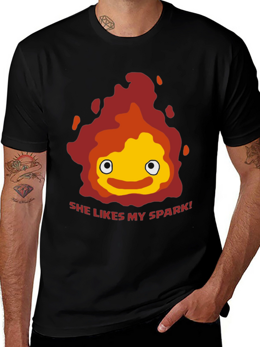 She Likes My Spark T-Shirt - Anime Calcifer Fire
