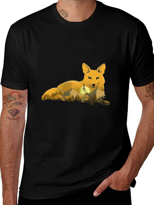 Fox & Mountain Graphic Tee - Nature Lovers T-Shirt