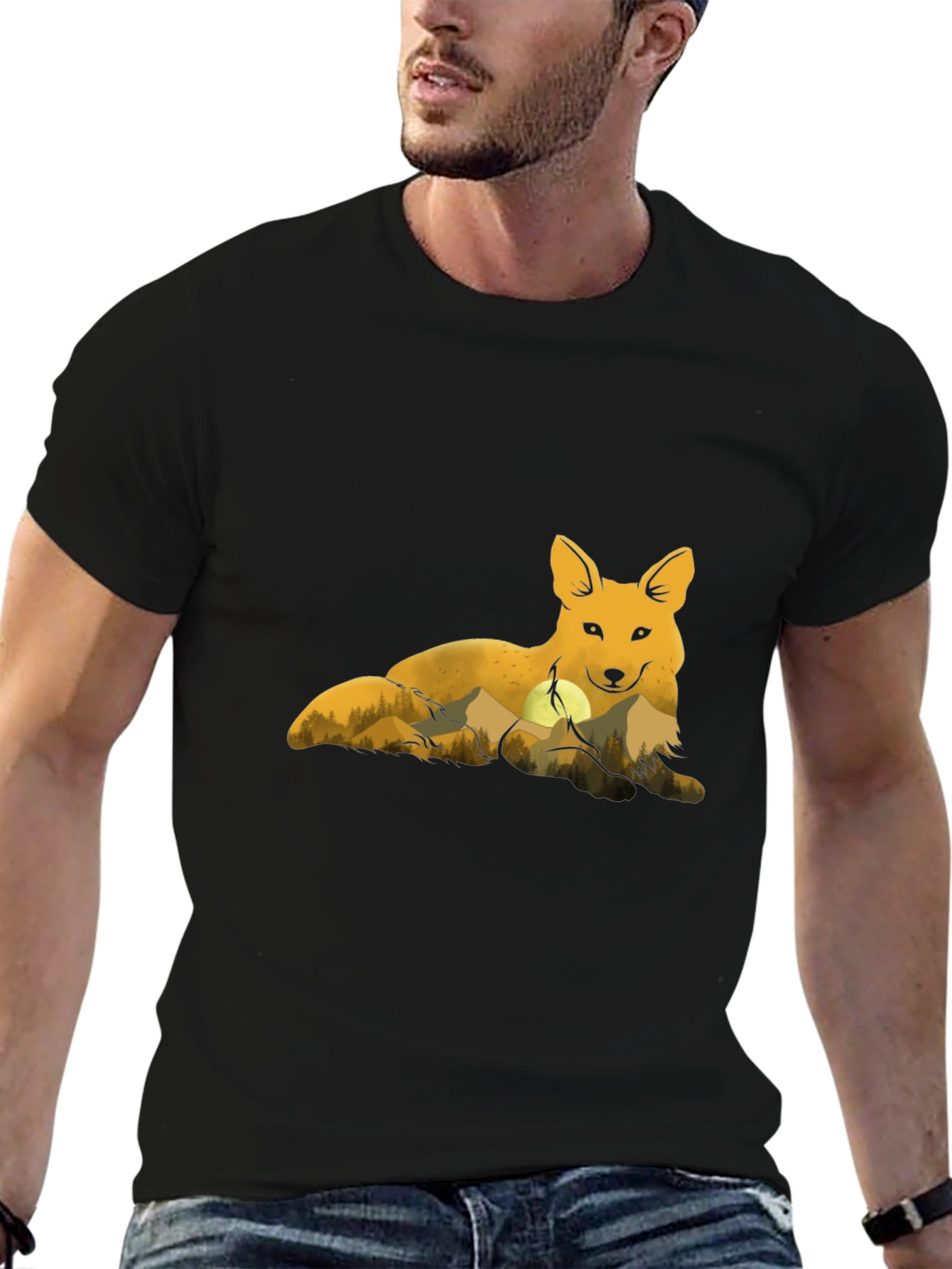 Fox & Mountain Graphic Tee - Nature Lovers T-Shirt