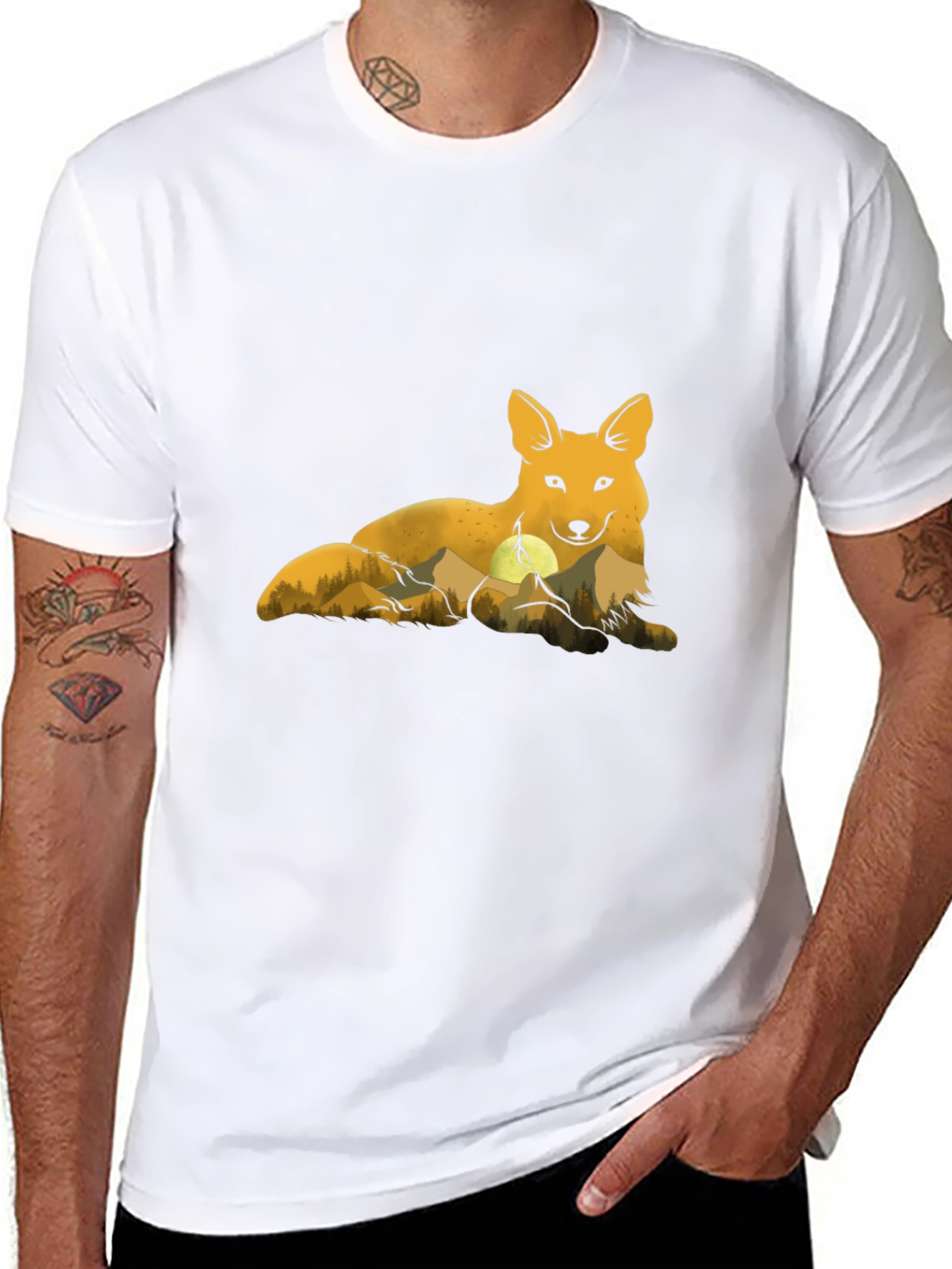 Fox & Mountain Graphic Tee - Nature Lovers T-Shirt
