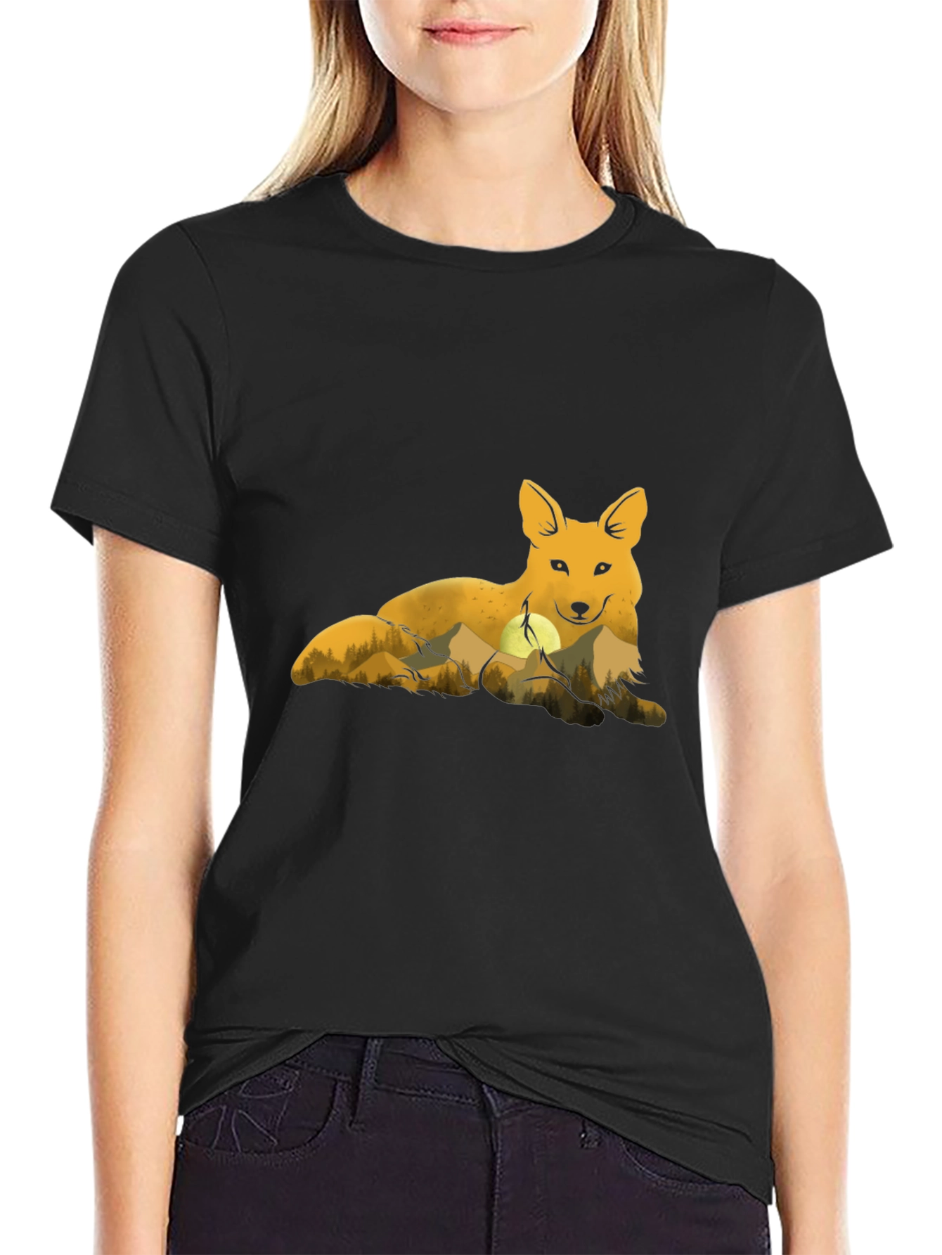 Fox & Mountain Graphic Tee - Nature Lovers T-Shirt