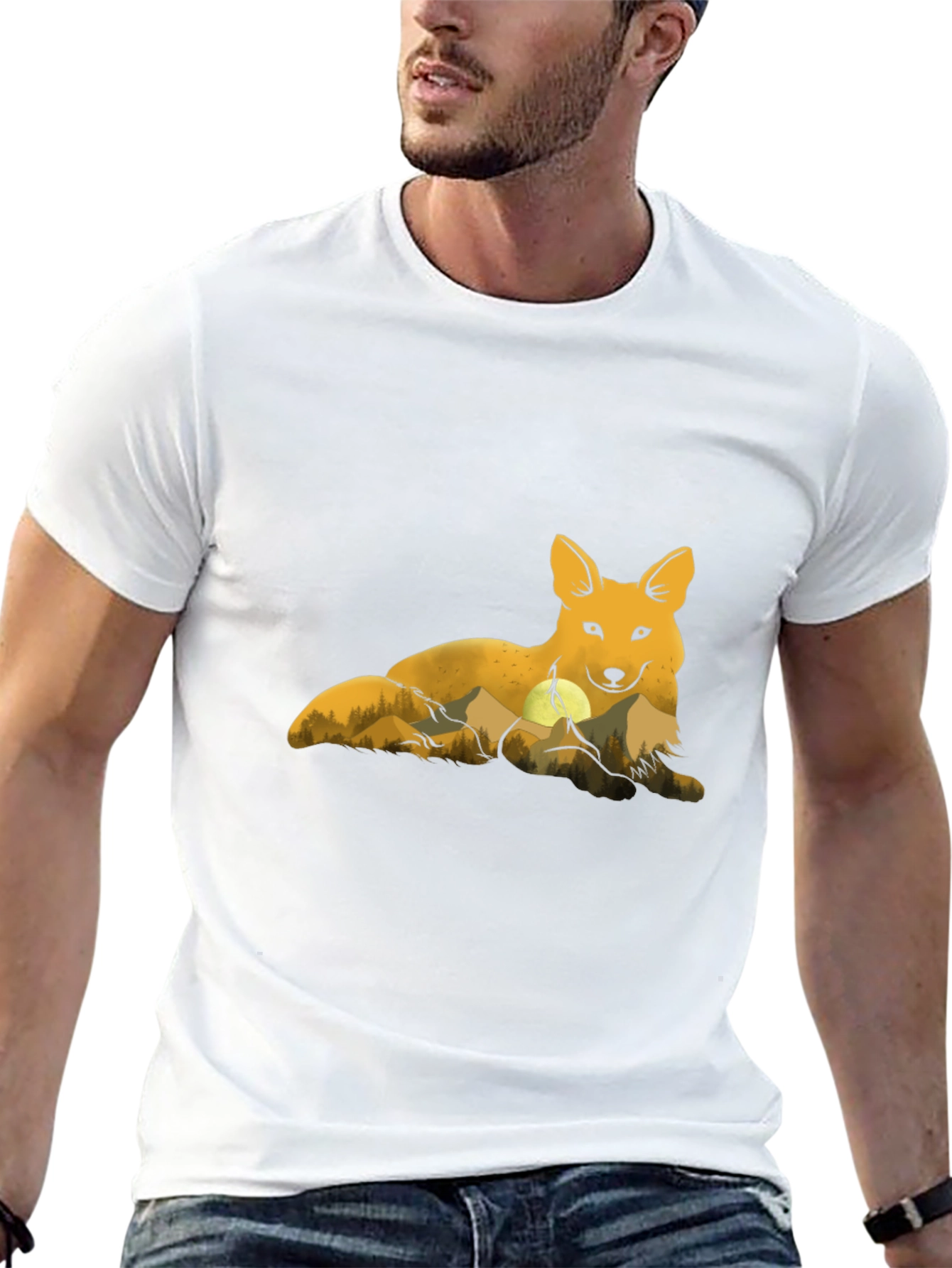 Fox & Mountain Graphic Tee - Nature Lovers T-Shirt