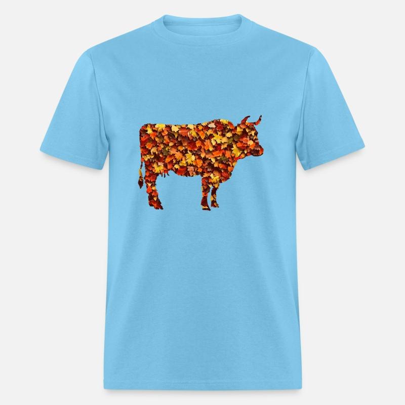 Autumnal Pasture: Cow and Bull Amidst the Colorful