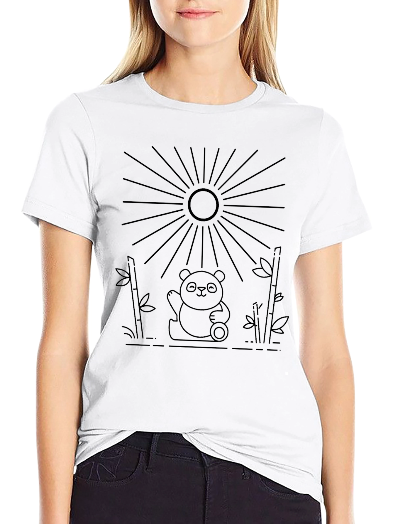 Panda Sun Graphic Tee - Black