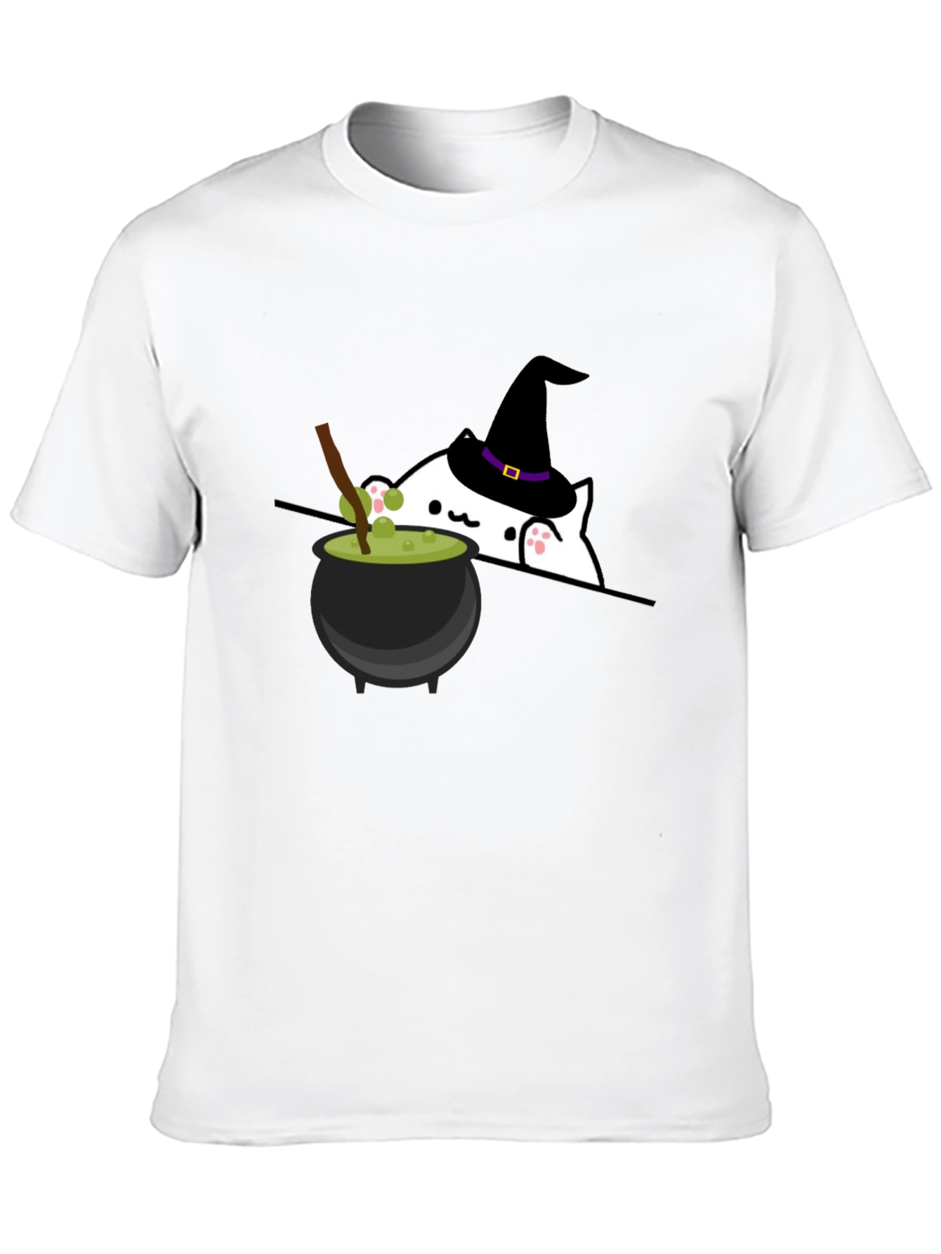Halloween Cat Witch Cauldron T-Shirt