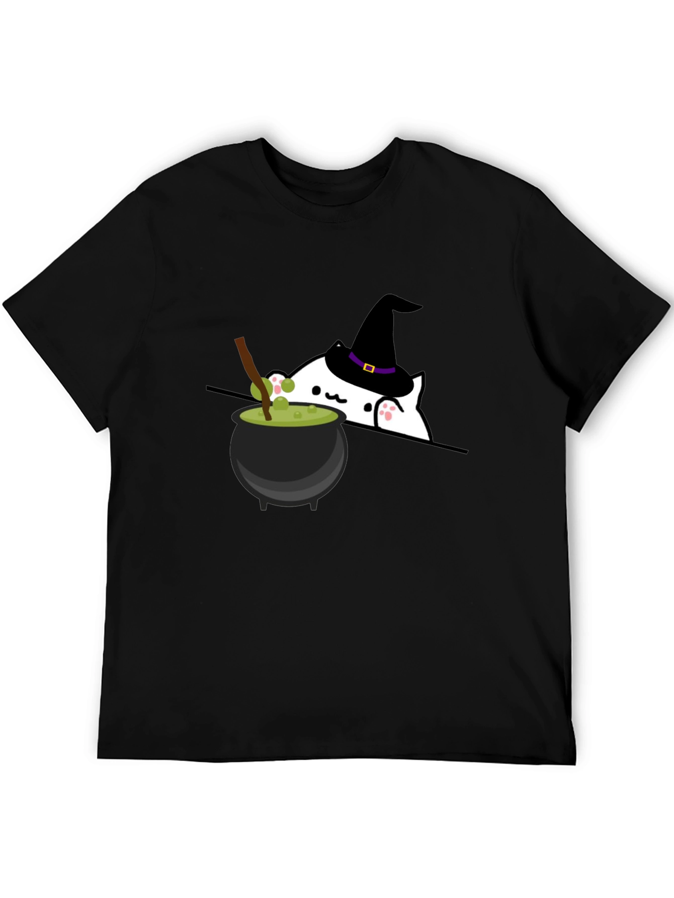 Halloween Cat Witch Cauldron T-Shirt