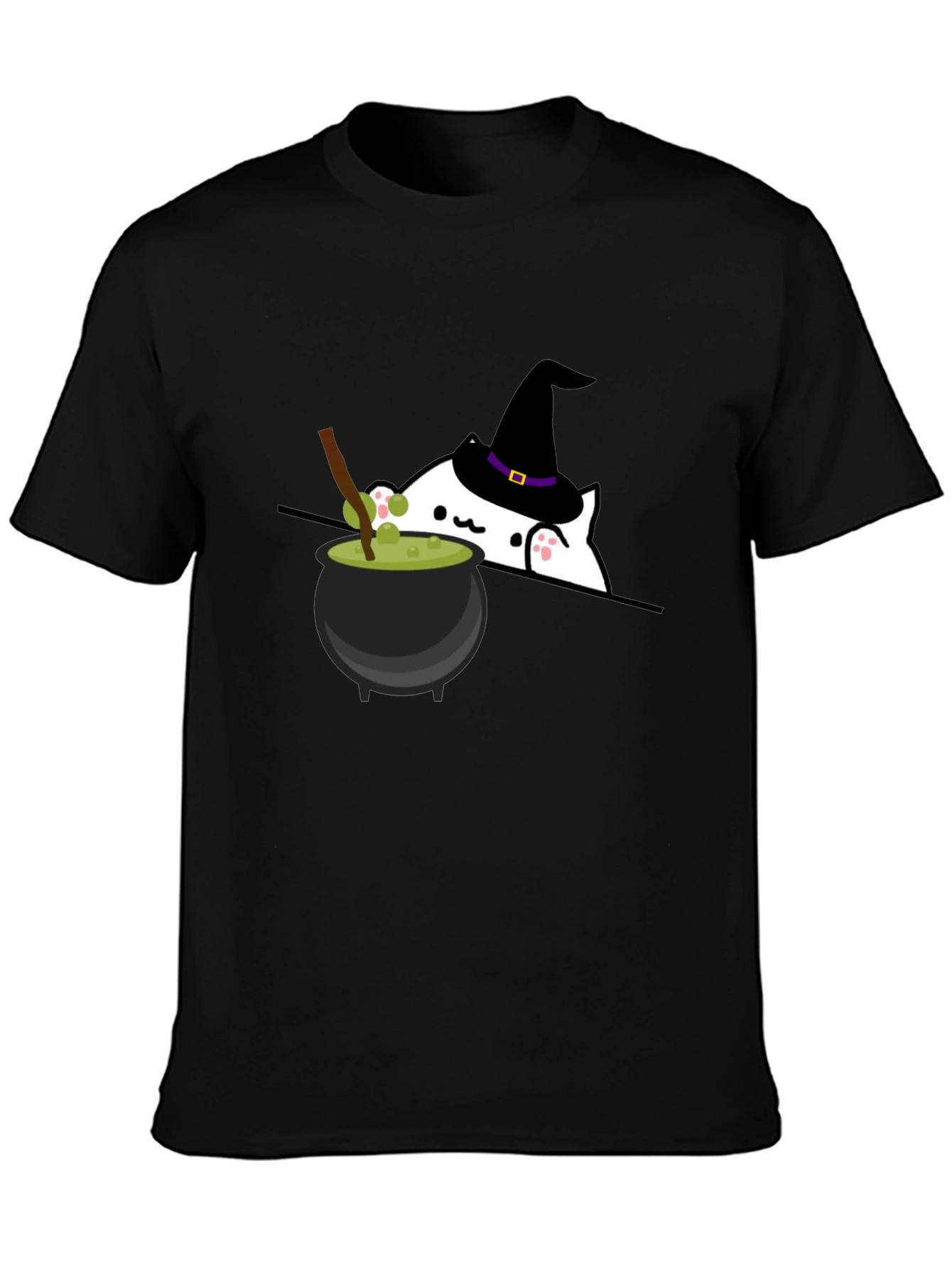 Halloween Cat Witch Cauldron T-Shirt