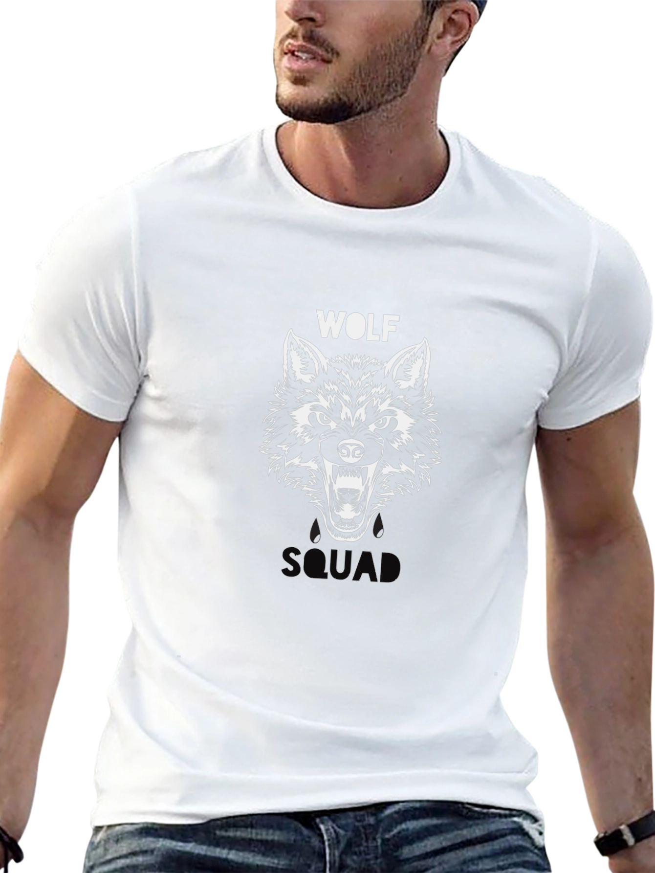 Wolf Squad Graphic Tee - Black Cotton T-Shirt